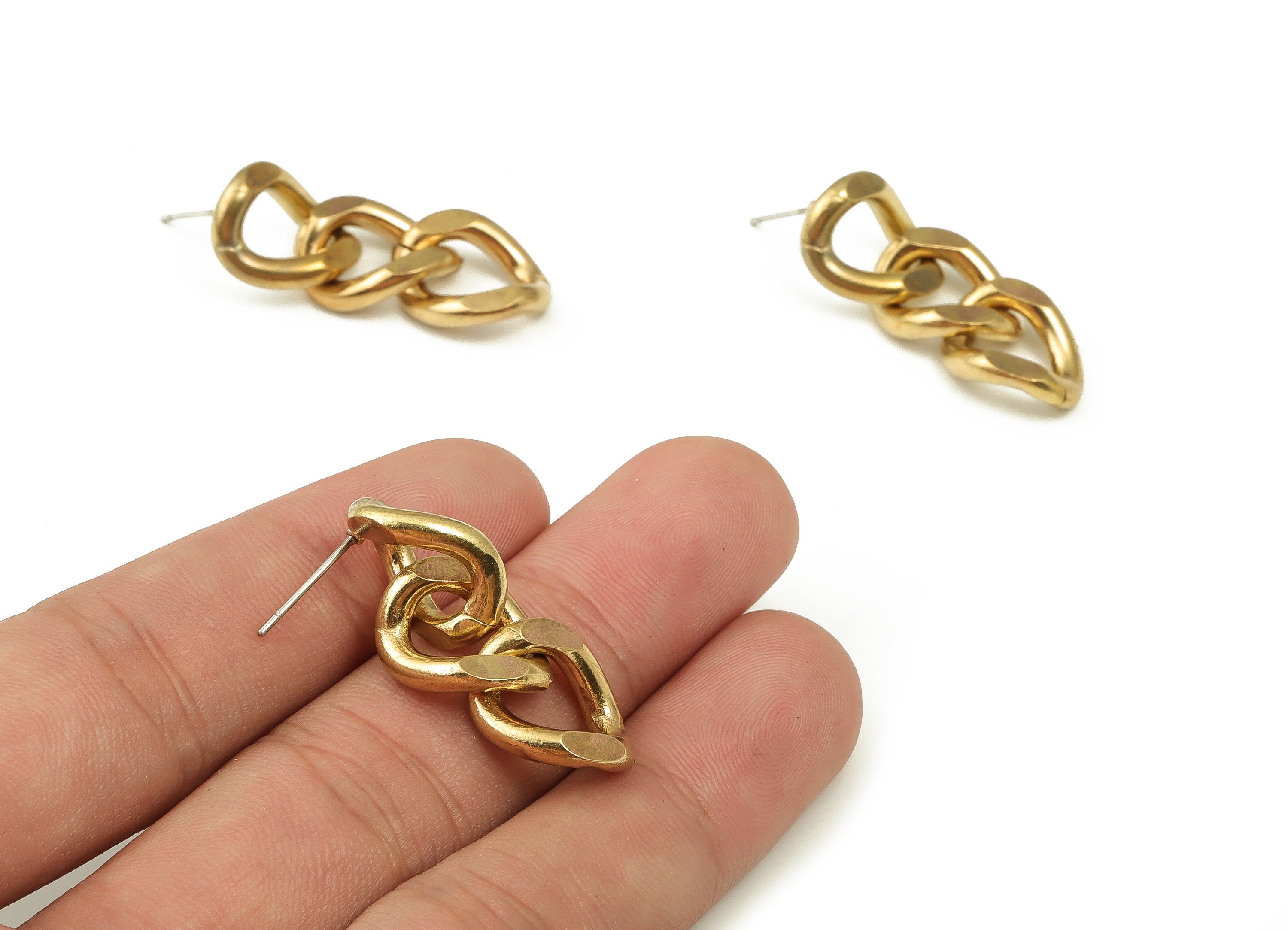 Brass Oval Earring Stud - Raw Brass Oval Earring Post - Stainless Steel Stud - Jewelry Making Supplies - 40.6x16.85x4mm - PP4499 - DOMEDBAZAAR