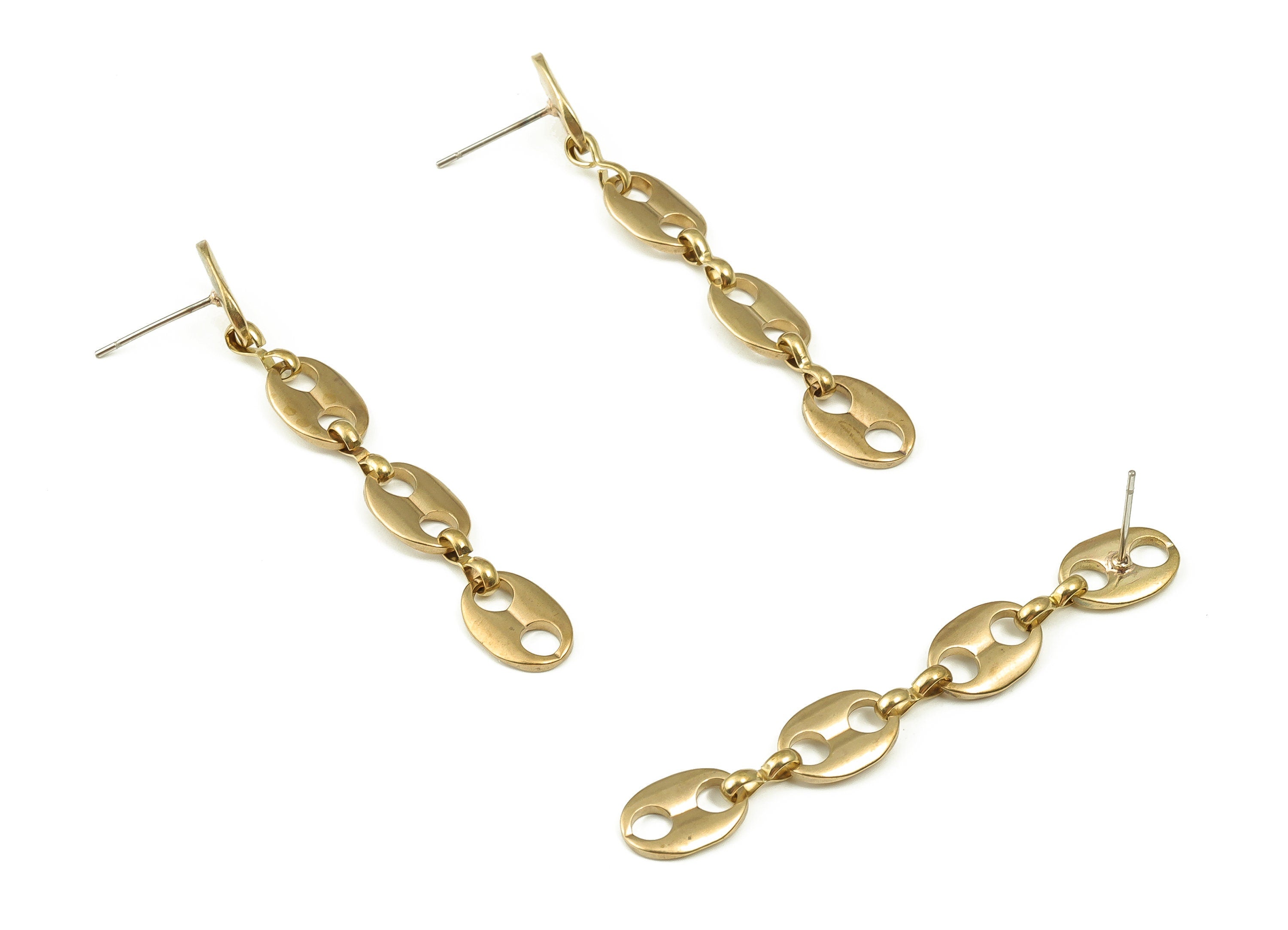 Brass Chunky Chain Earring Stud - Raw Brass Oval Earring Post - Stainless Steel Stud - Jewelry Making Supplies - 56.57x7.93x1.36mm - PP4489 - DOMEDBAZAAR