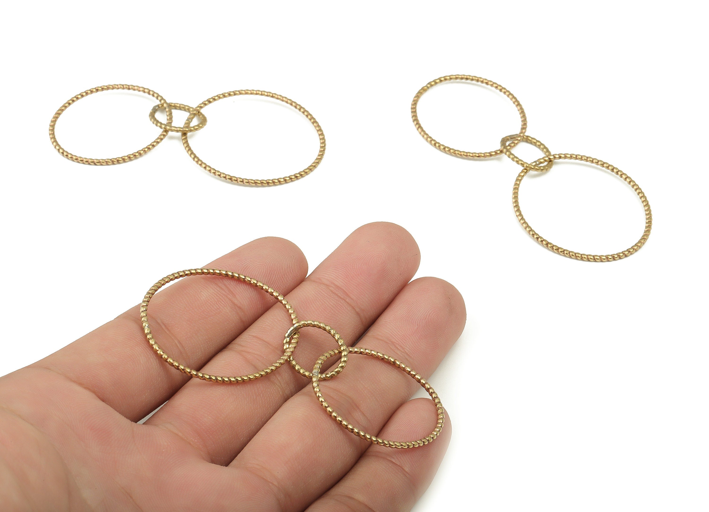 Brass Texture Round Pendants - Brass Round Links- Raw Brass Circle Connector - Earring Findings - Jewelry Supplies - 71.42x30x1.4mm - PP4659 - DOMEDBAZAAR
