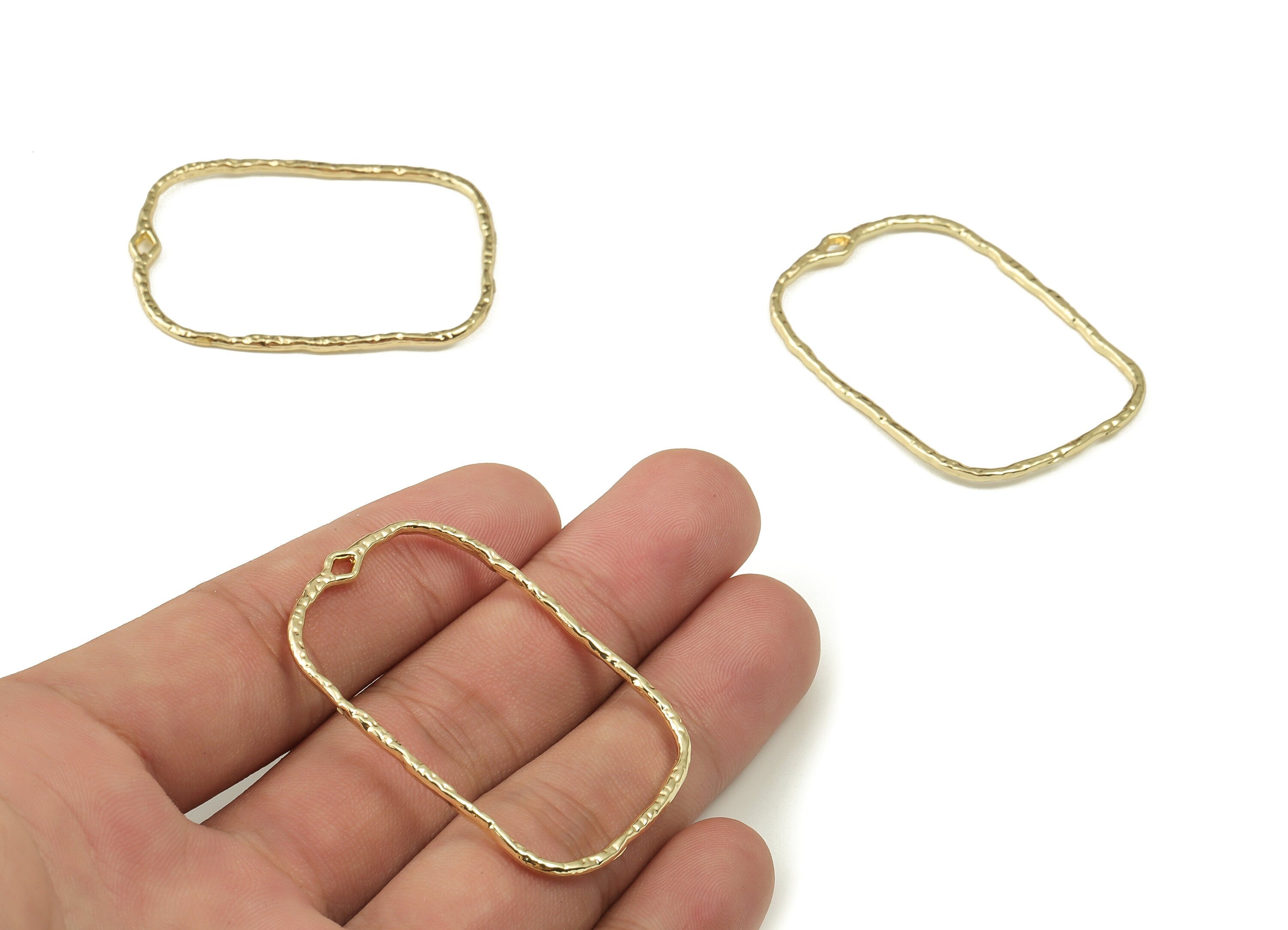 Alloy Square Earrings Charm - Zinc Alloy Square Pendant Charm - Gold Tone Plated Alloy - Jewelry Making Supplies -46.13x32.16x1.63mm- ZZ1822 - DOMEDBAZAAR