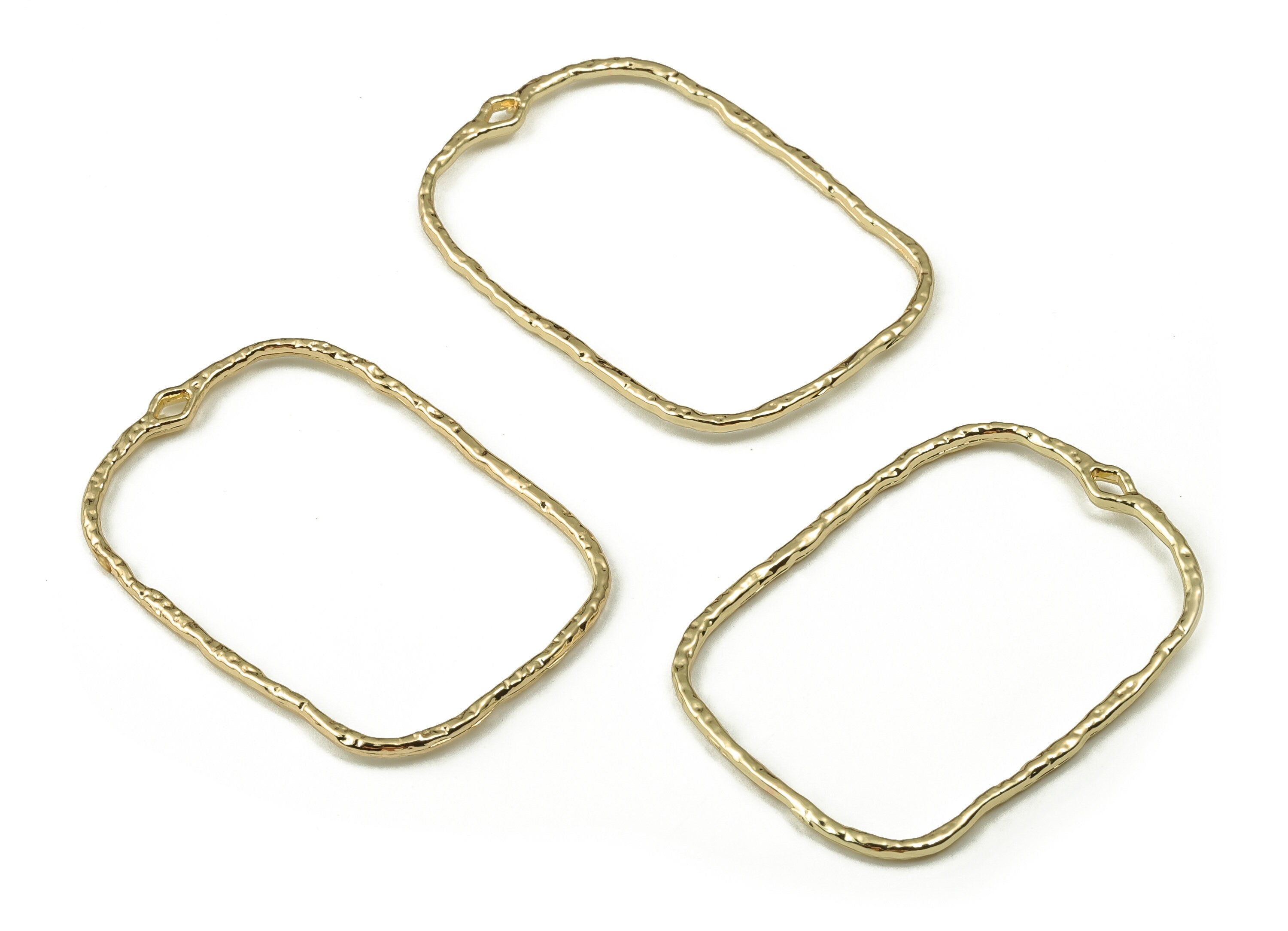 Alloy Square Earrings Charm - Zinc Alloy Square Pendant Charm - Gold Tone Plated Alloy - Jewelry Making Supplies -46.13x32.16x1.63mm- ZZ1822 - DOMEDBAZAAR