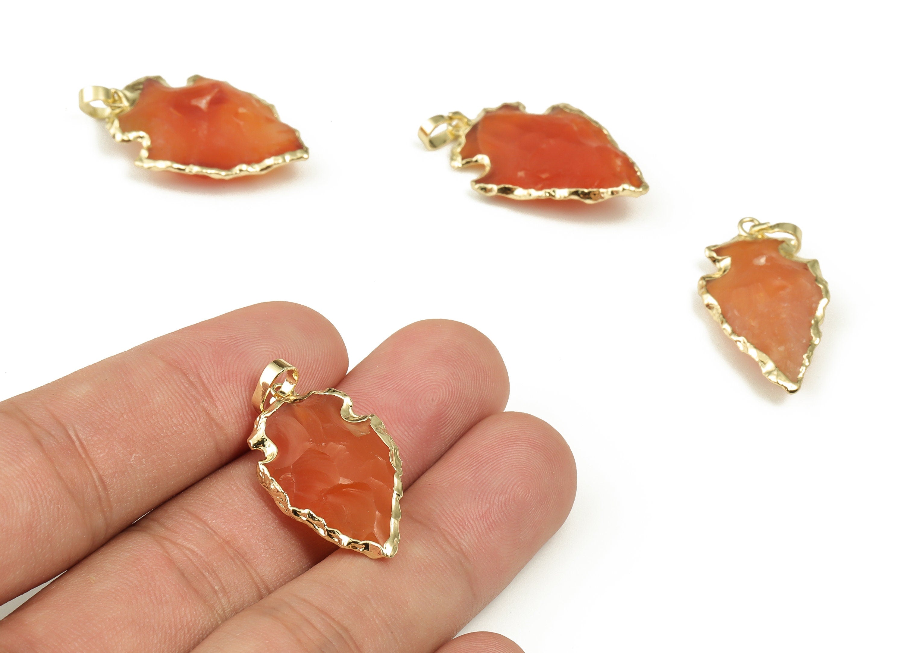 Natural Red Carnelian Charms - Arrow Shape Earring Charm - Onyx Jewelry Making - Gemstone Jewelry Pendant Charm -33.36x16.87x7.86mm- NS1391 - DOMEDBAZAAR
