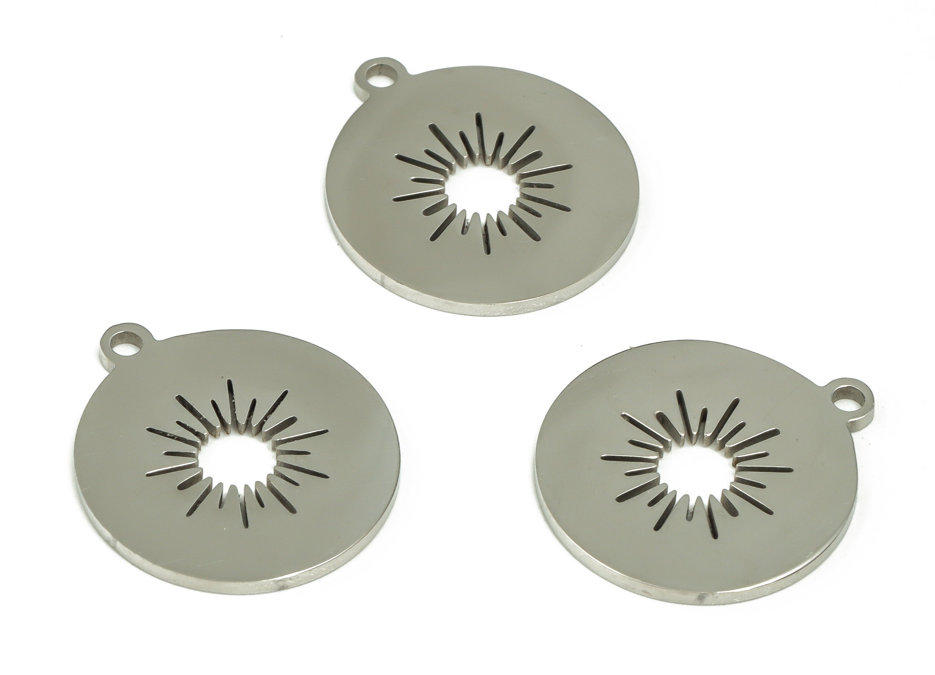 Stainless Steel Sun Charm - Round Sun Earring Charms - Sun Pendant - Earring Findings - Jewelry Supplies - 17.06x15.06x0.95mm - SS1219 - DOMEDBAZAAR