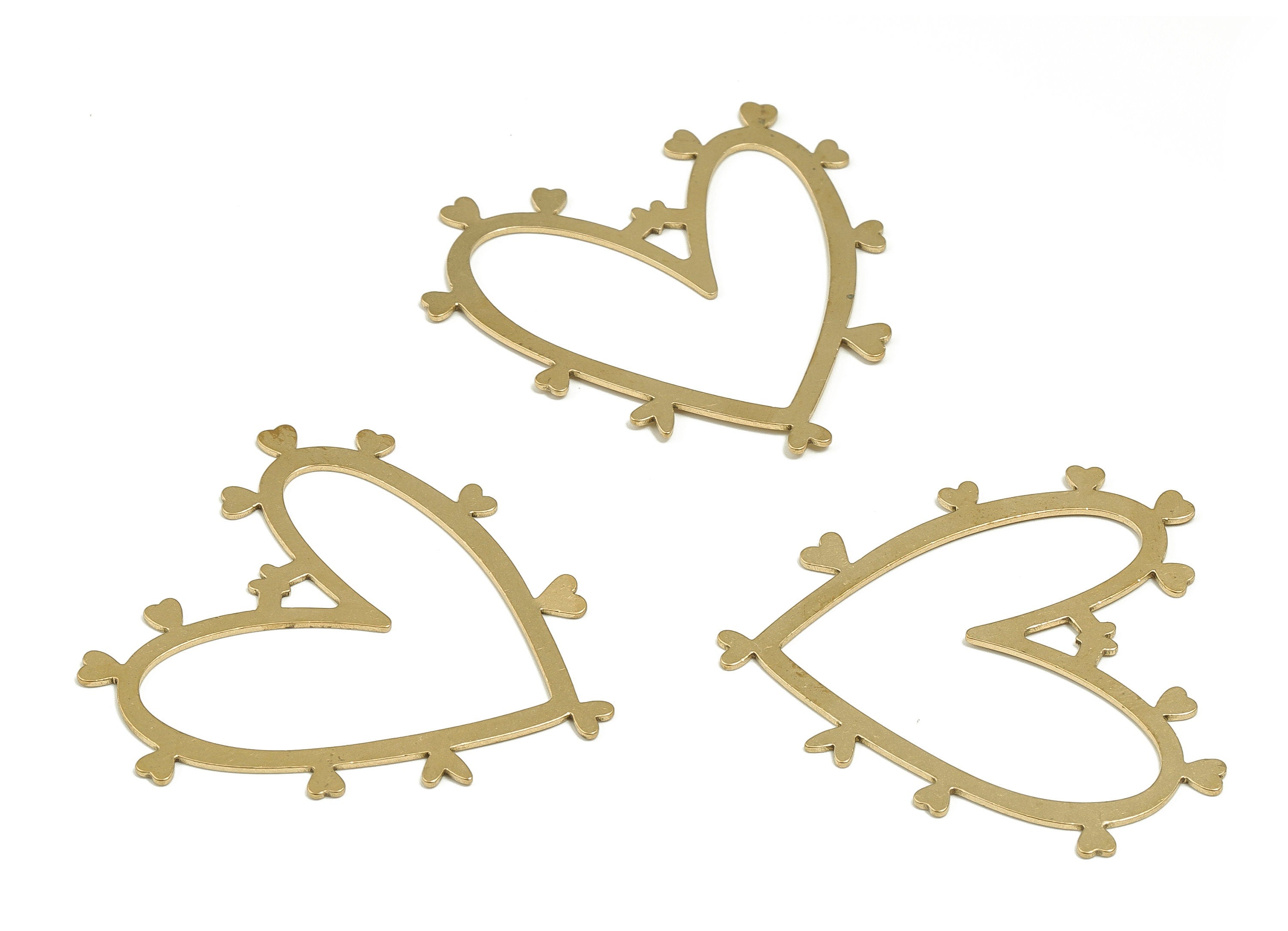 Brass Heart Earring Charms - Raw Brass Heart Pendant - Earrings Finding - DIY Jewelry Making Supplies - 40.2x37.44x0.7mm - PP4258 - DOMEDBAZAAR