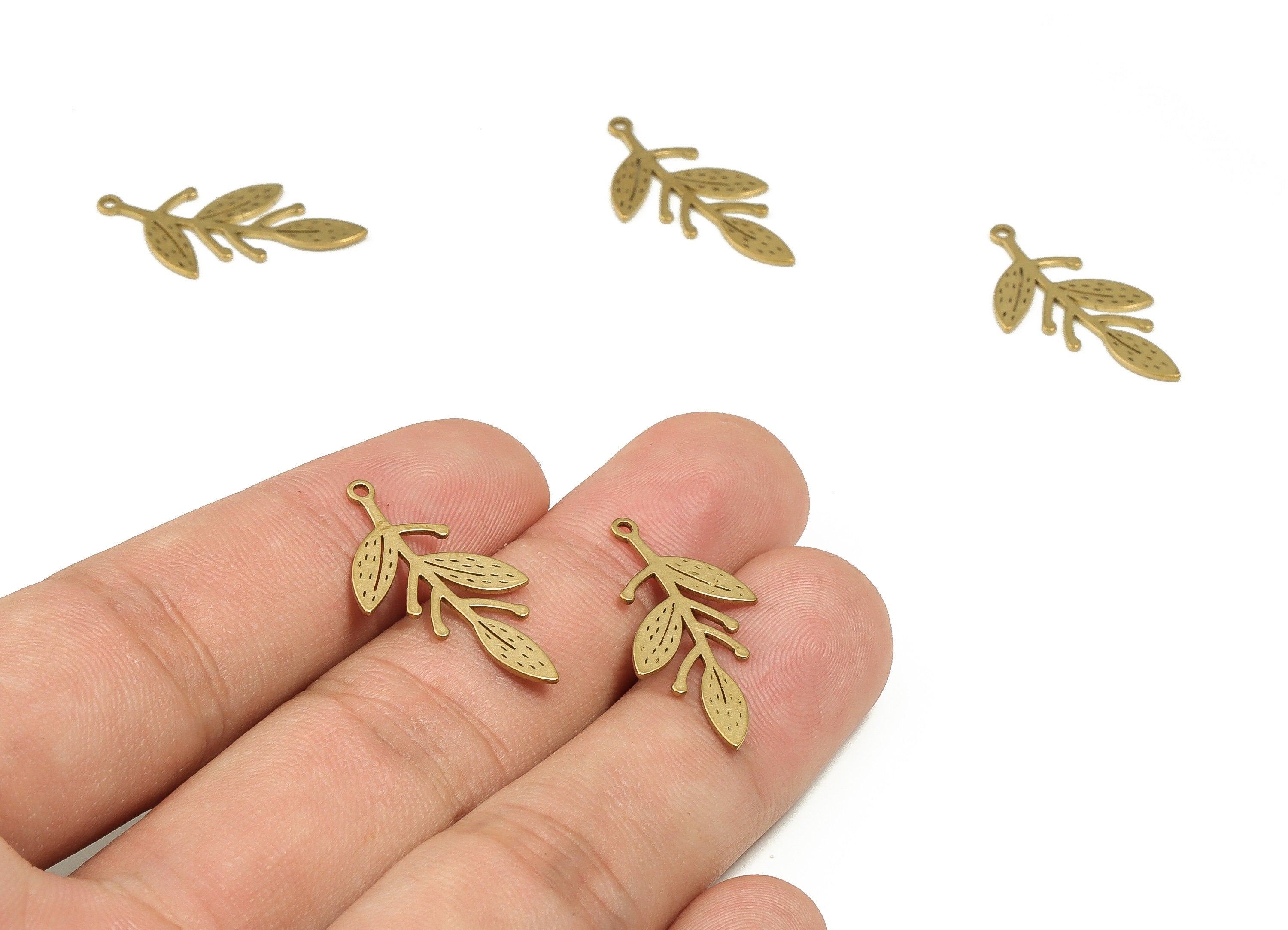 Brass Flower Earring Charms - Raw Brass Flower Pendant - Earring Findings - DIY Jewelry Making Supplies - 25.26x11.93x0.66mm - PP4617 - DOMEDBAZAAR