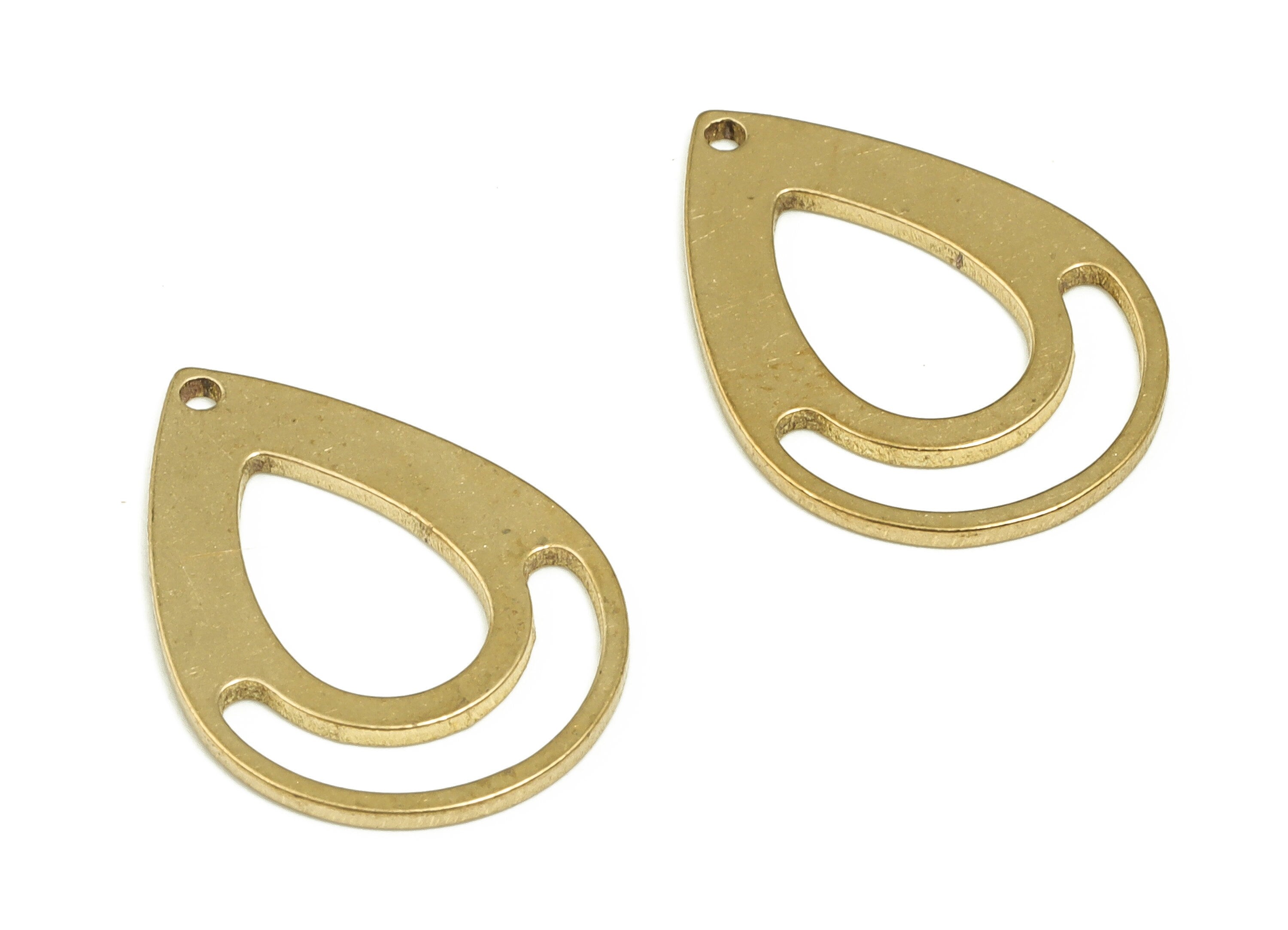 Brass Drop Charms - Raw Brass Drop Pendant –Drop Connector – Drop Earring Findings - Jewelry Making Supplies - 17.86x12.83x0.8mm - PP4359 - DOMEDBAZAAR