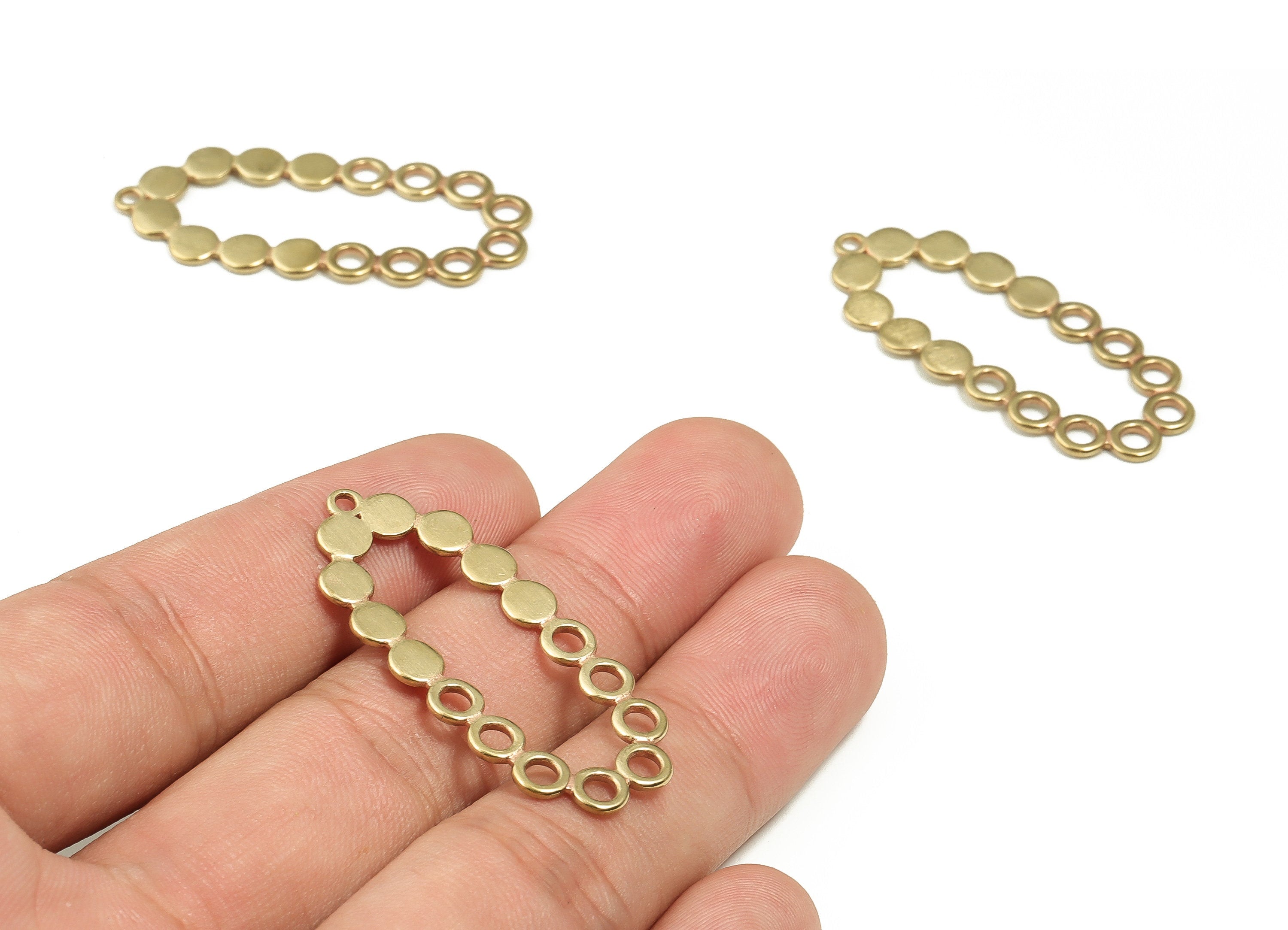 Brass Oval Earring Connector - Raw Brass Oval Earring Charms and Pendant - 9 Holes - Jewelry Making Supplies - 40.15x17.35x1.2mm - PP4536 - DOMEDBAZAAR