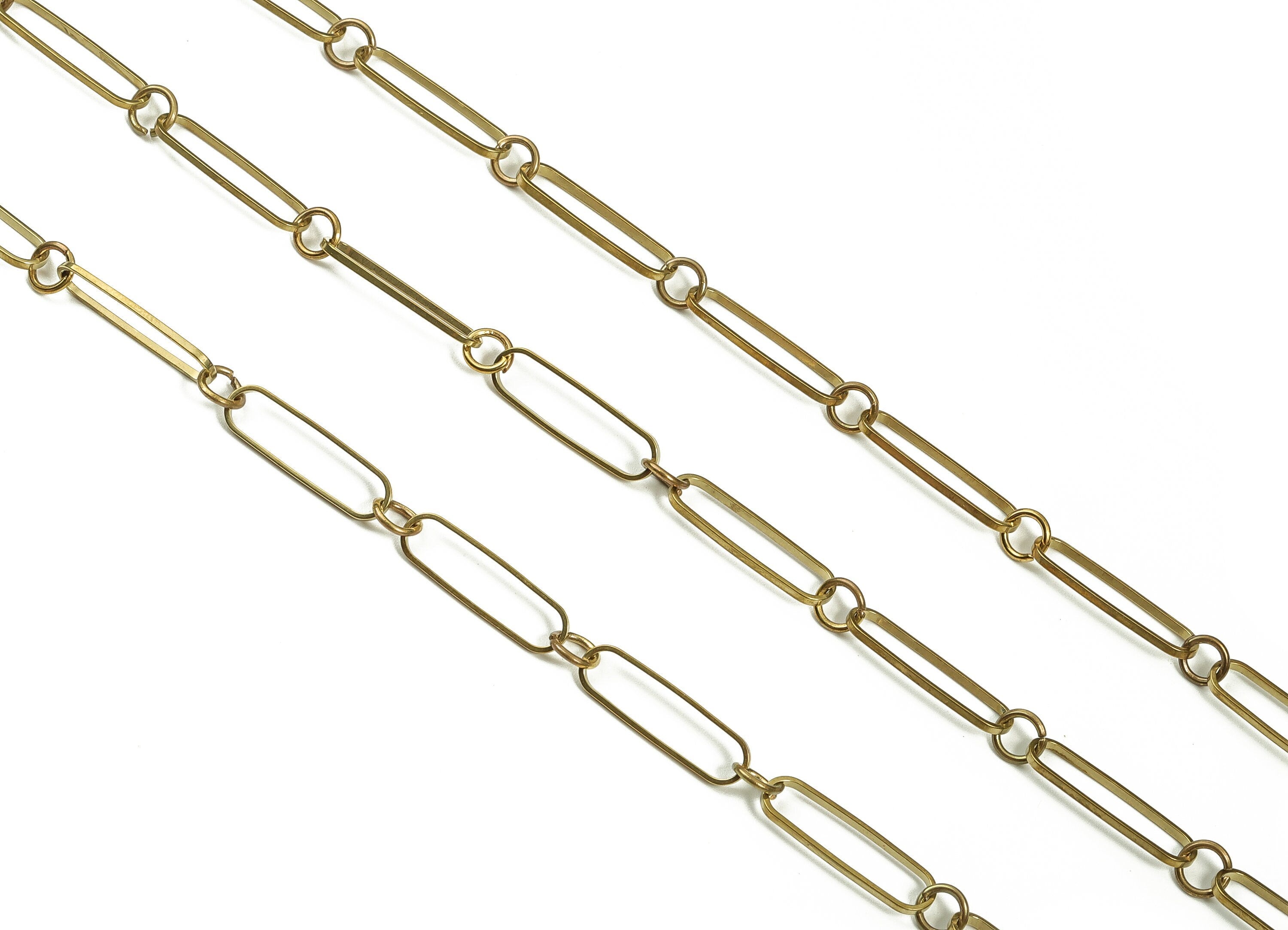 Oval Rectangle Paper Clip Layering Chain - Round Rolo Open Link Chain - Oval Flat Cable Chain-For Necklace Bracelet 1.70"x0.25"x0.04" CC1205 - DOMEDBAZAAR
