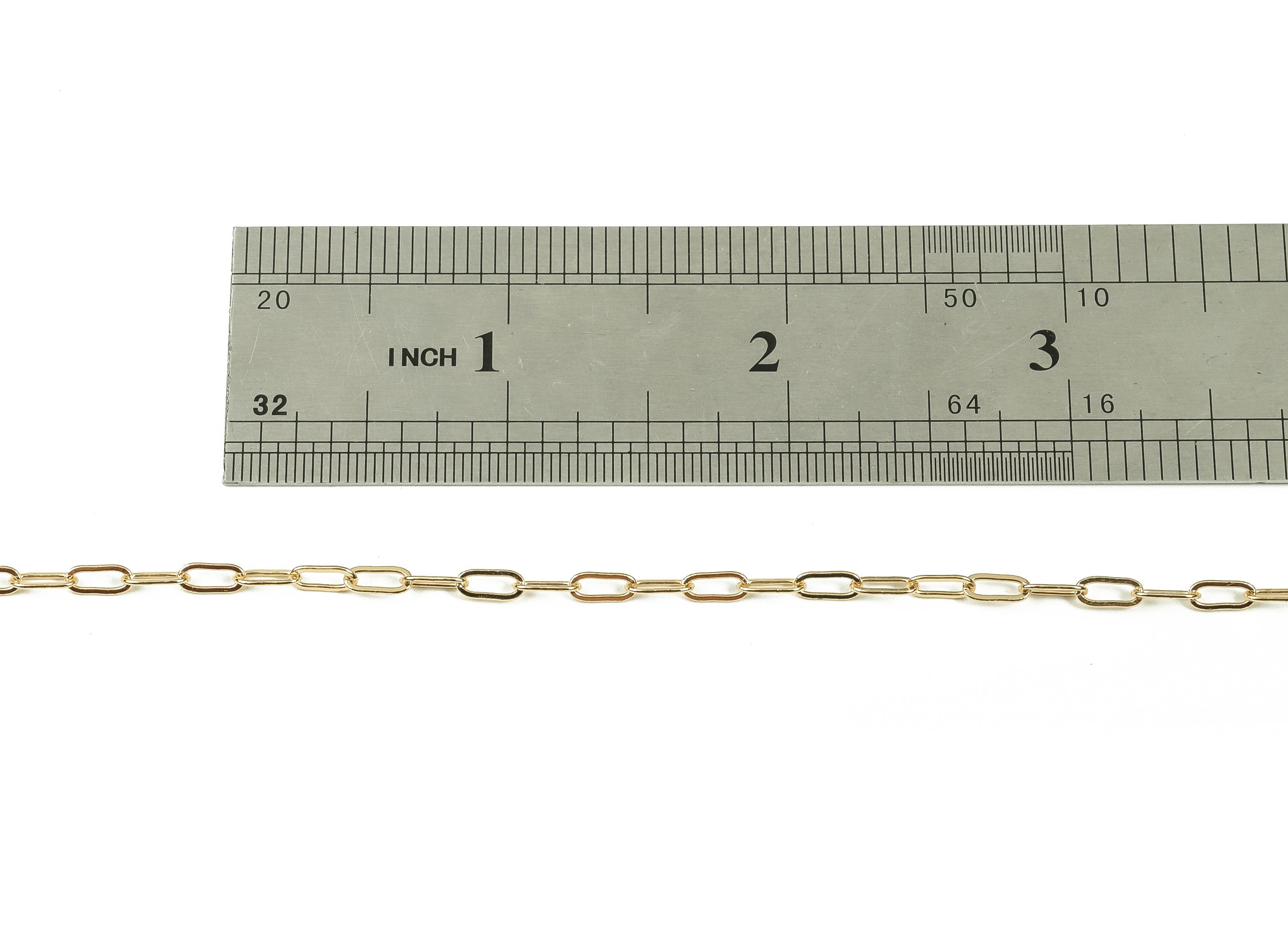 Brass Oval Rectangle Paper Clip Layering Chain - 18 Real Gold Oval Rolo Chain - Soldered Flat Cable Chain 0.24" x 0.11" x 0.16" RGP3942 - DOMEDBAZAAR