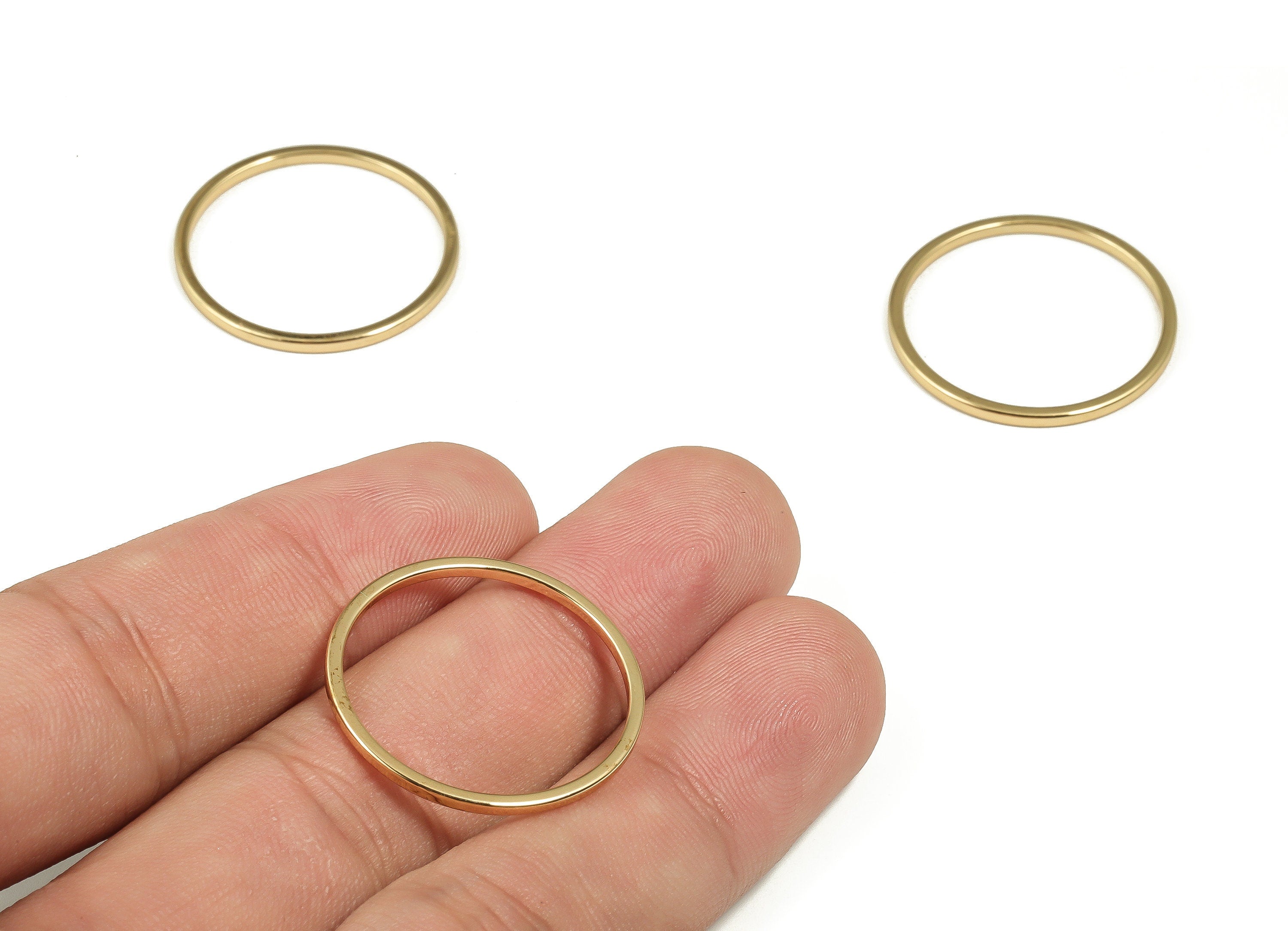 Brass Round Connector - Gold Round Links- Brass Circle Connector-18K Real Gold Plated Brass-Jewelry Supplies - 24.98x24.96x1.41mm - RGP4032 - DOMEDBAZAAR