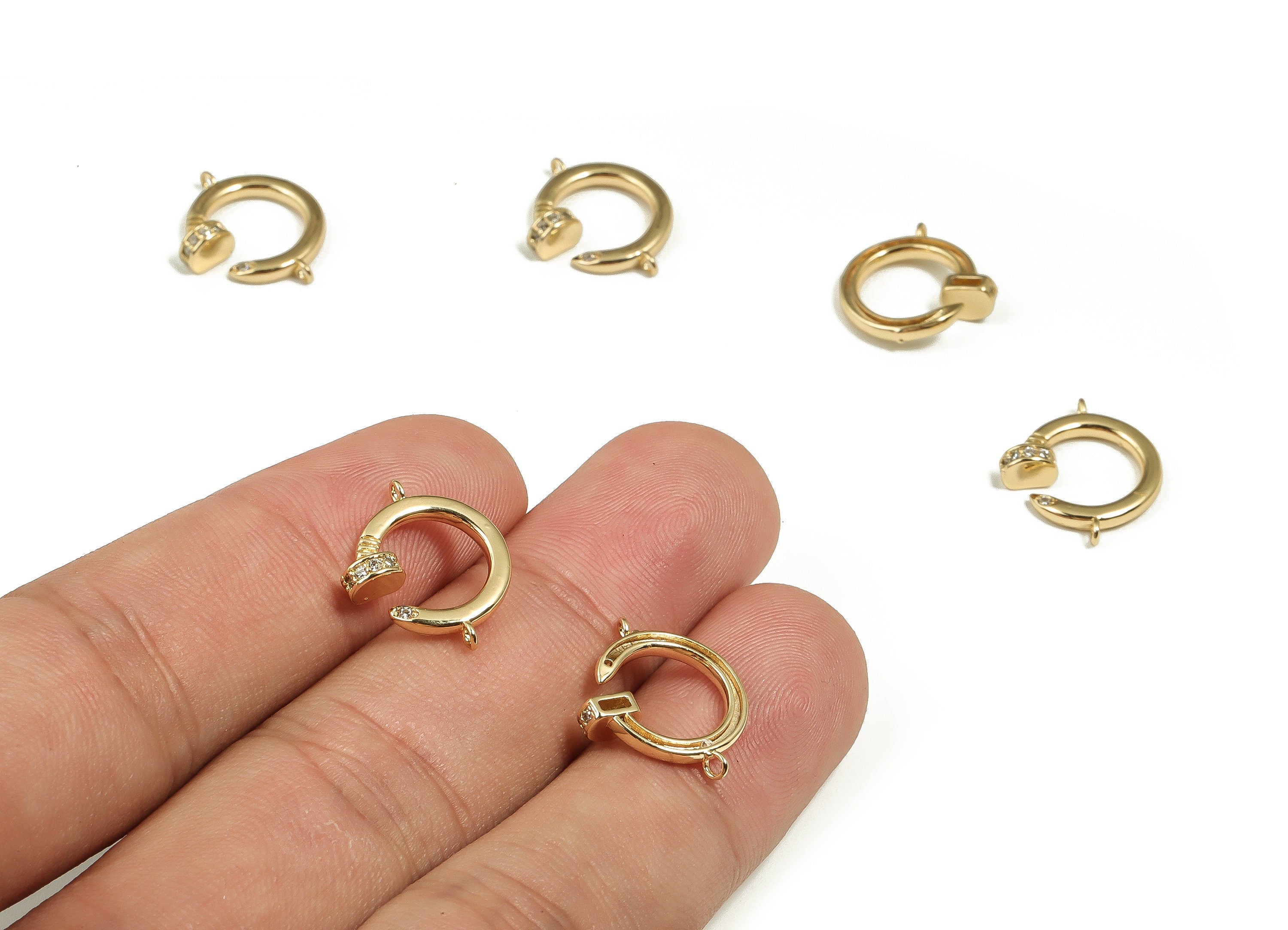 Brass Round Connector – Fish Necklace Jewelry Connector – Bracelet Connector - 18K Real Gold Plated Brass - 16.35x13.38x2.07mm – RGP4042 - DOMEDBAZAAR