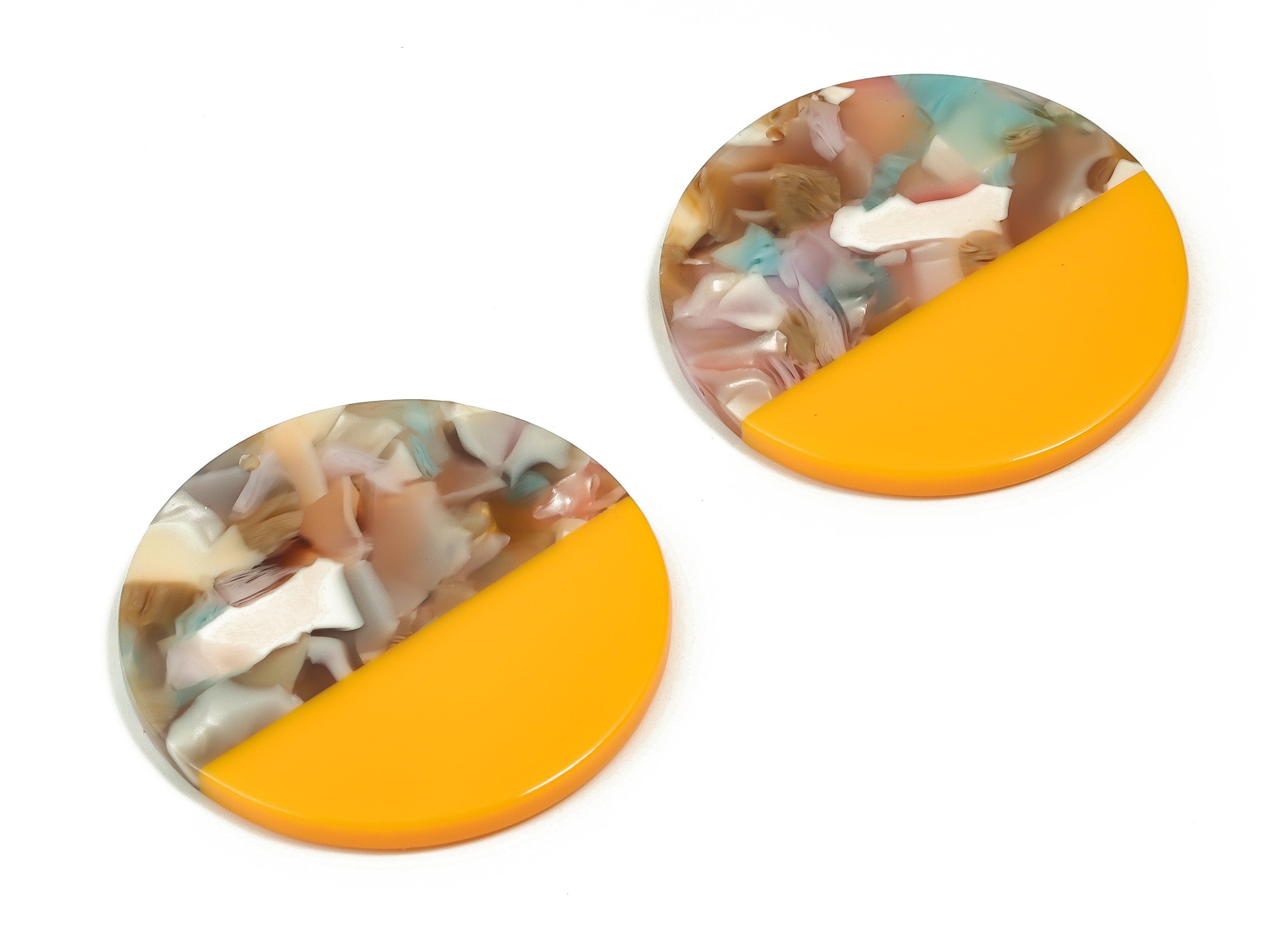 Acetate Round Earring Charms - Coin Pendant - Earring Findings - Jewelry Making Supplies - Color Code: A702 - 35.15x35.04x2.67mm - AC1256J - DOMEDBAZAAR