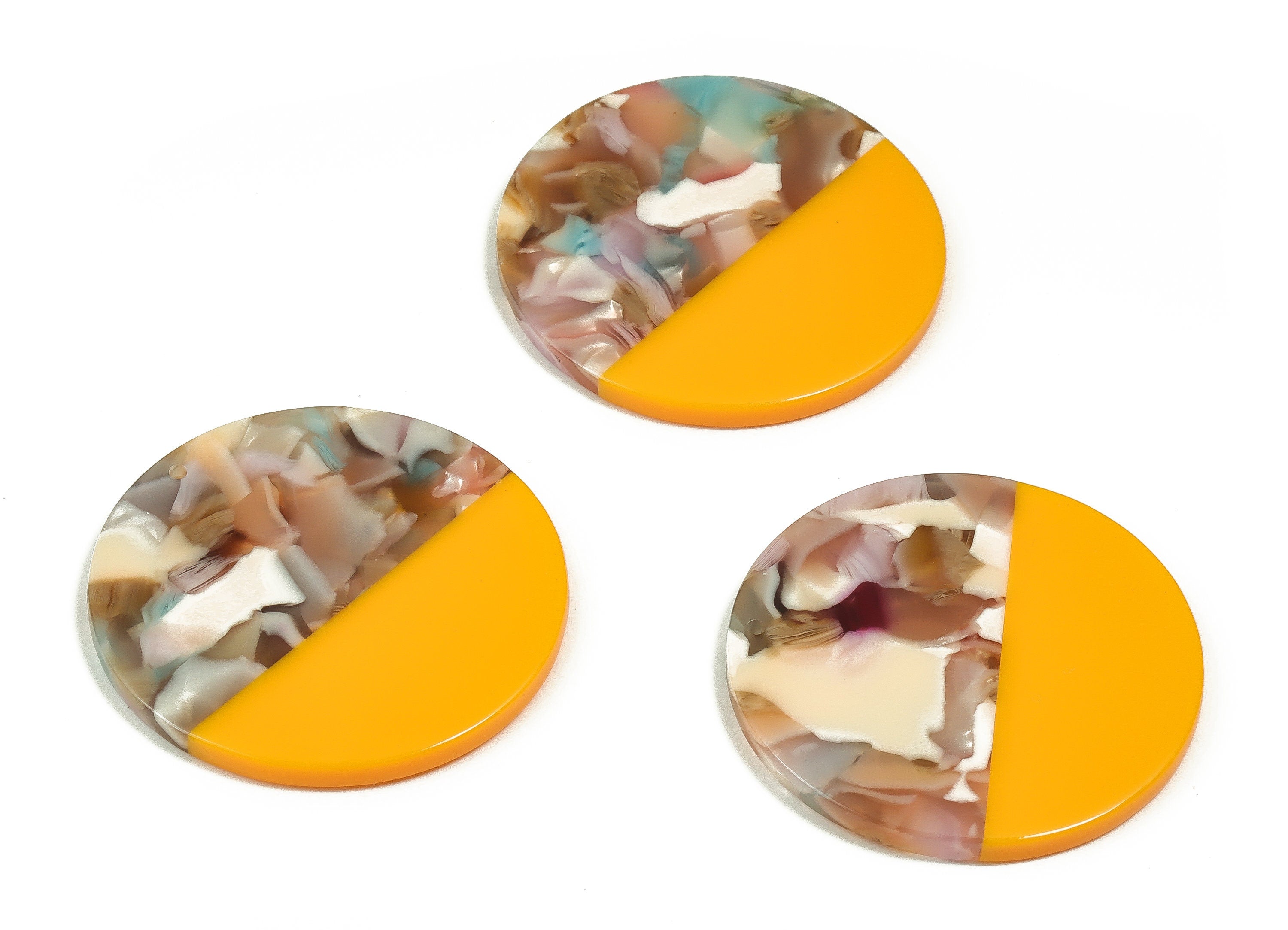 Acetate Round Earring Charms - Coin Pendant - Earring Findings - Jewelry Making Supplies - Color Code: A702 - 35.15x35.04x2.67mm - AC1256J - DOMEDBAZAAR