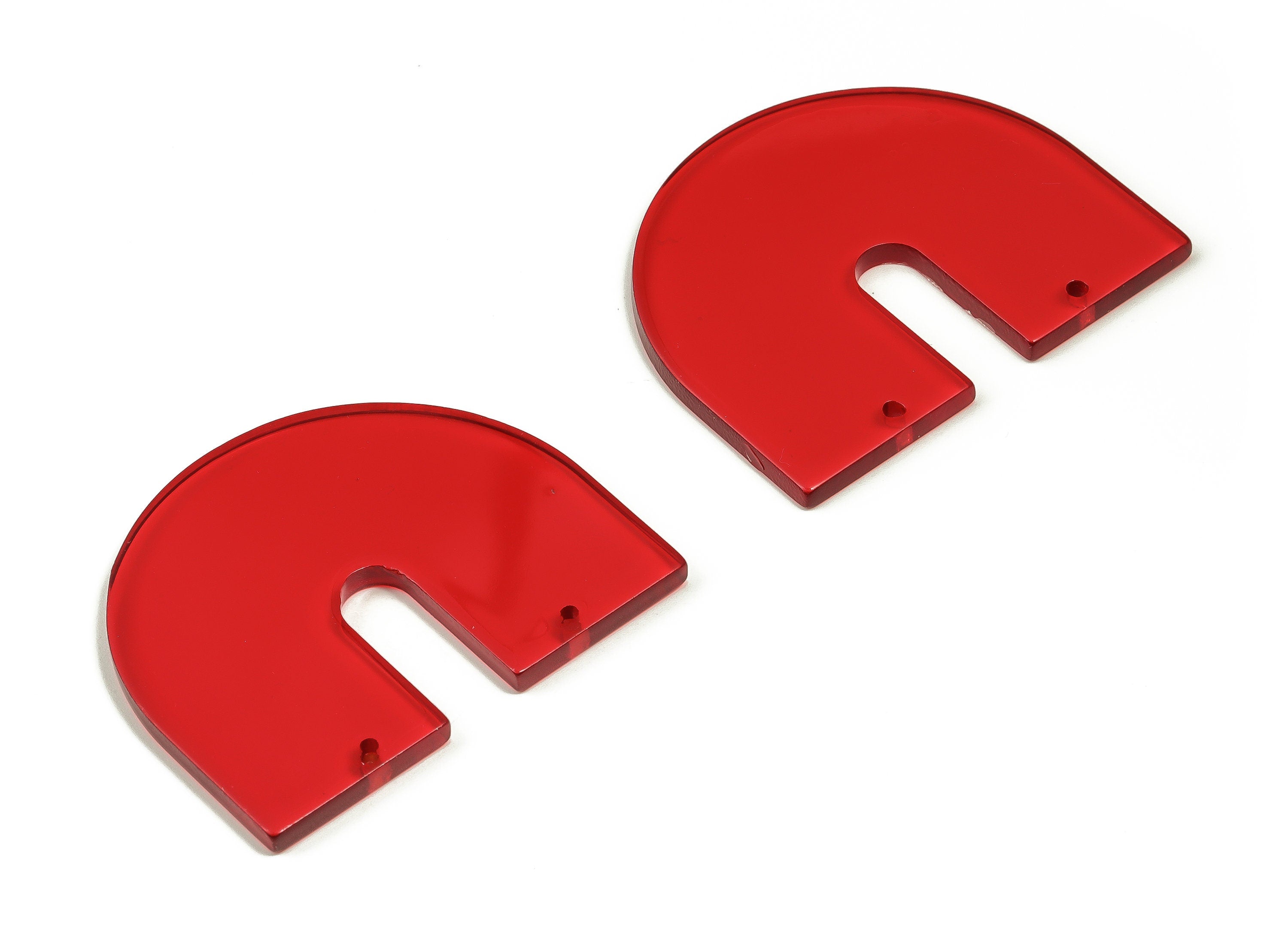 Acrylic Geometric Earring Connector - Red U Acrylic Charms - Jewelry Making Supplies - Color Code:A67 - 43.71x36.2x2.48mm - AC1884-A67 - DOMEDBAZAAR