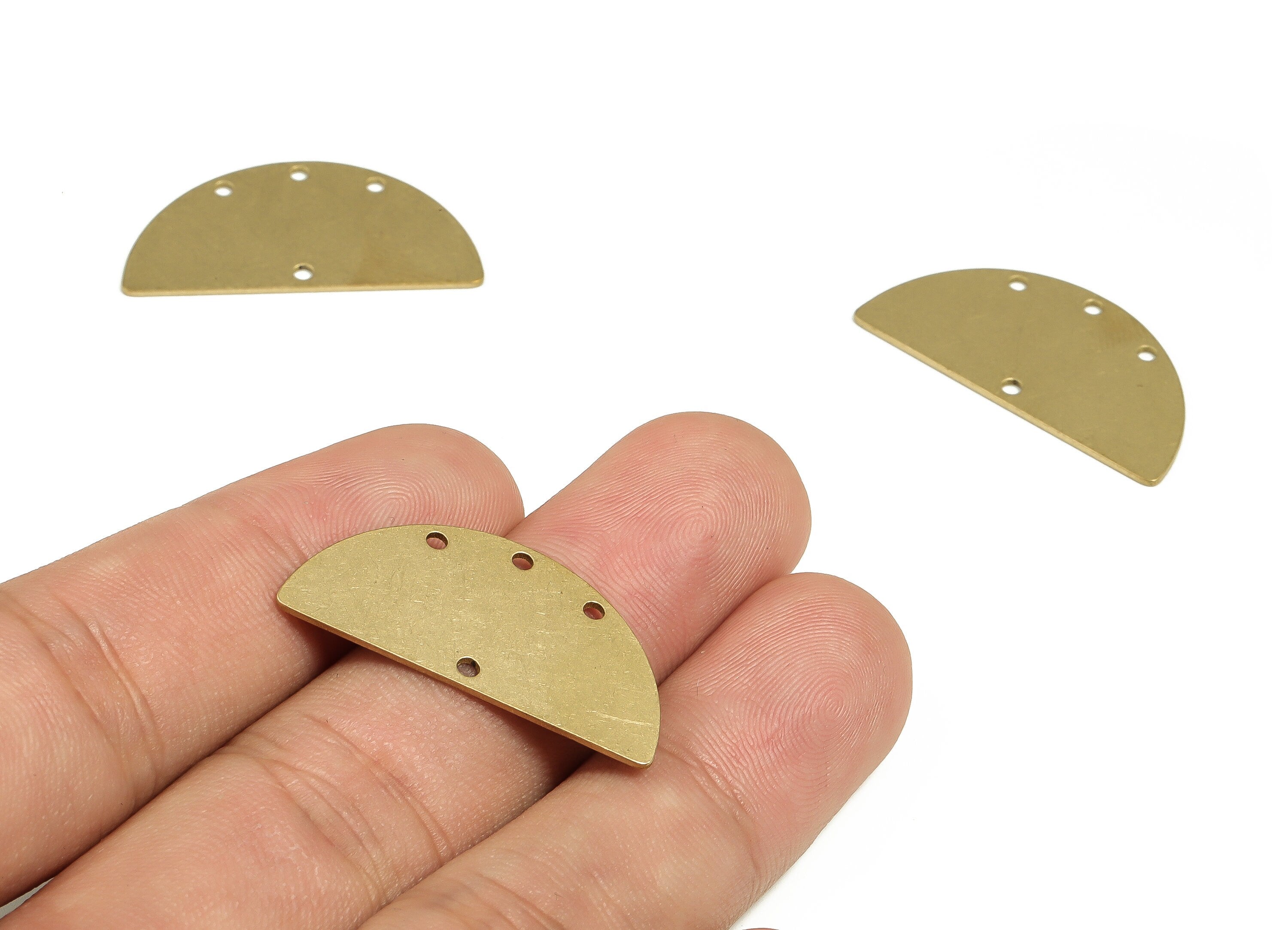 Personalized stamping blank - Brass Semi circle Earring Connector - Raw Brass Half Moon Earring Charms - 29.81x14.91x1.7mm - PP4707 - DOMEDBAZAAR