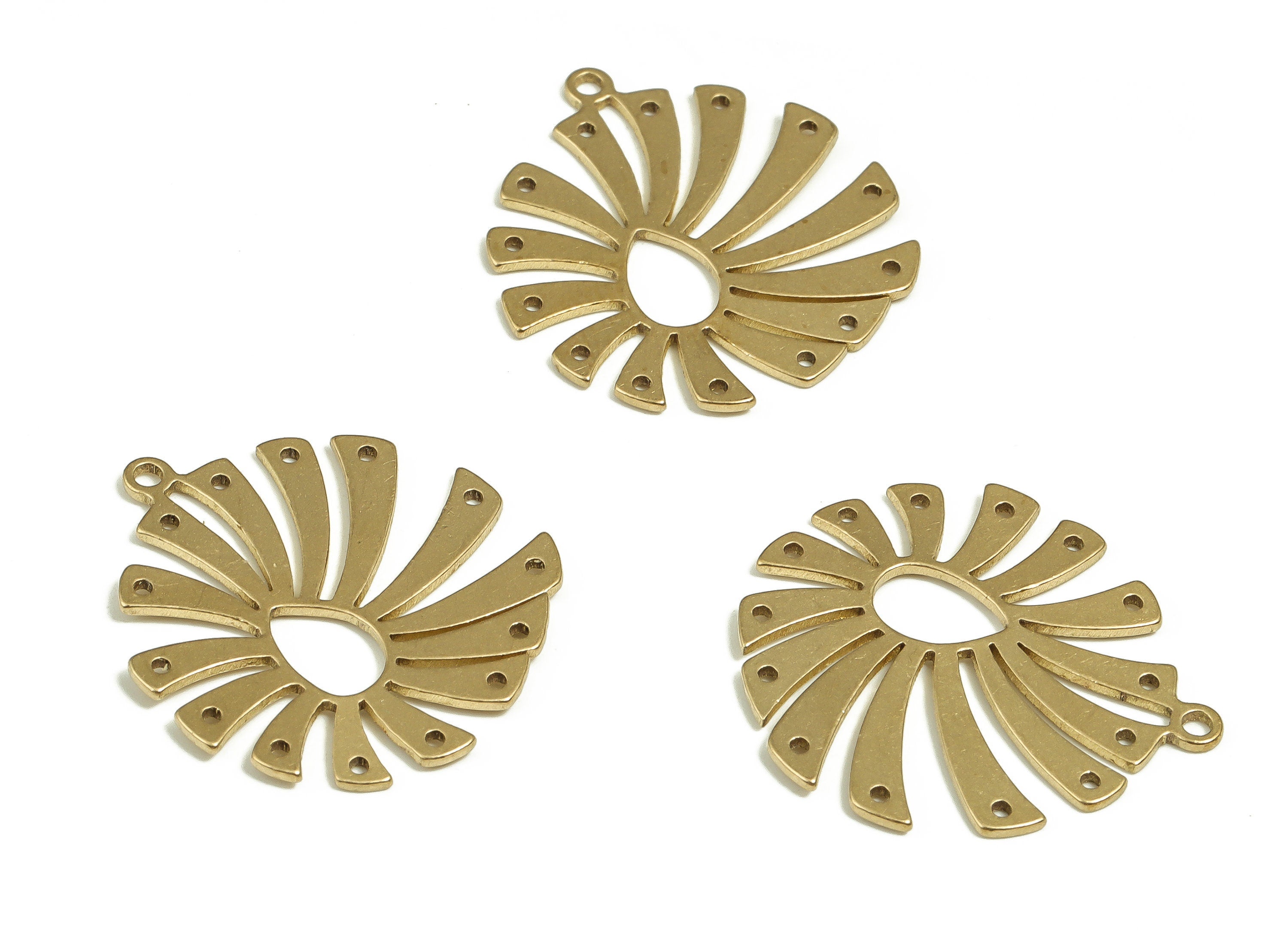 Brass Sun Earring Charms - Raw Brass Sun Pendant - Earring Findings - DIY Jewelry Making Supplies - 22.38x20.23x0.76mm - PP4703 - DOMEDBAZAAR