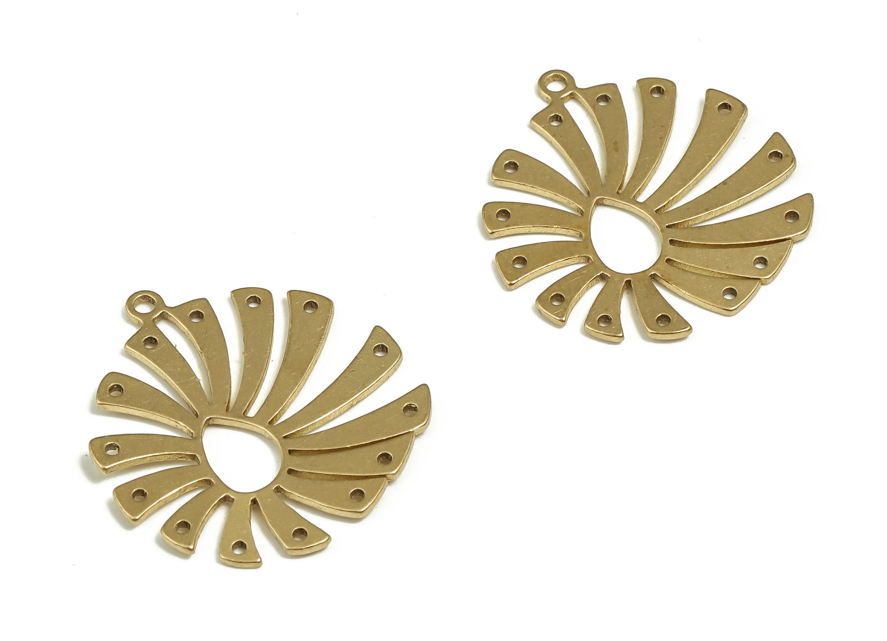 Brass Sun Earring Charms - Raw Brass Sun Pendant - Earring Findings - DIY Jewelry Making Supplies - 22.38x20.23x0.76mm - PP4703 - DOMEDBAZAAR