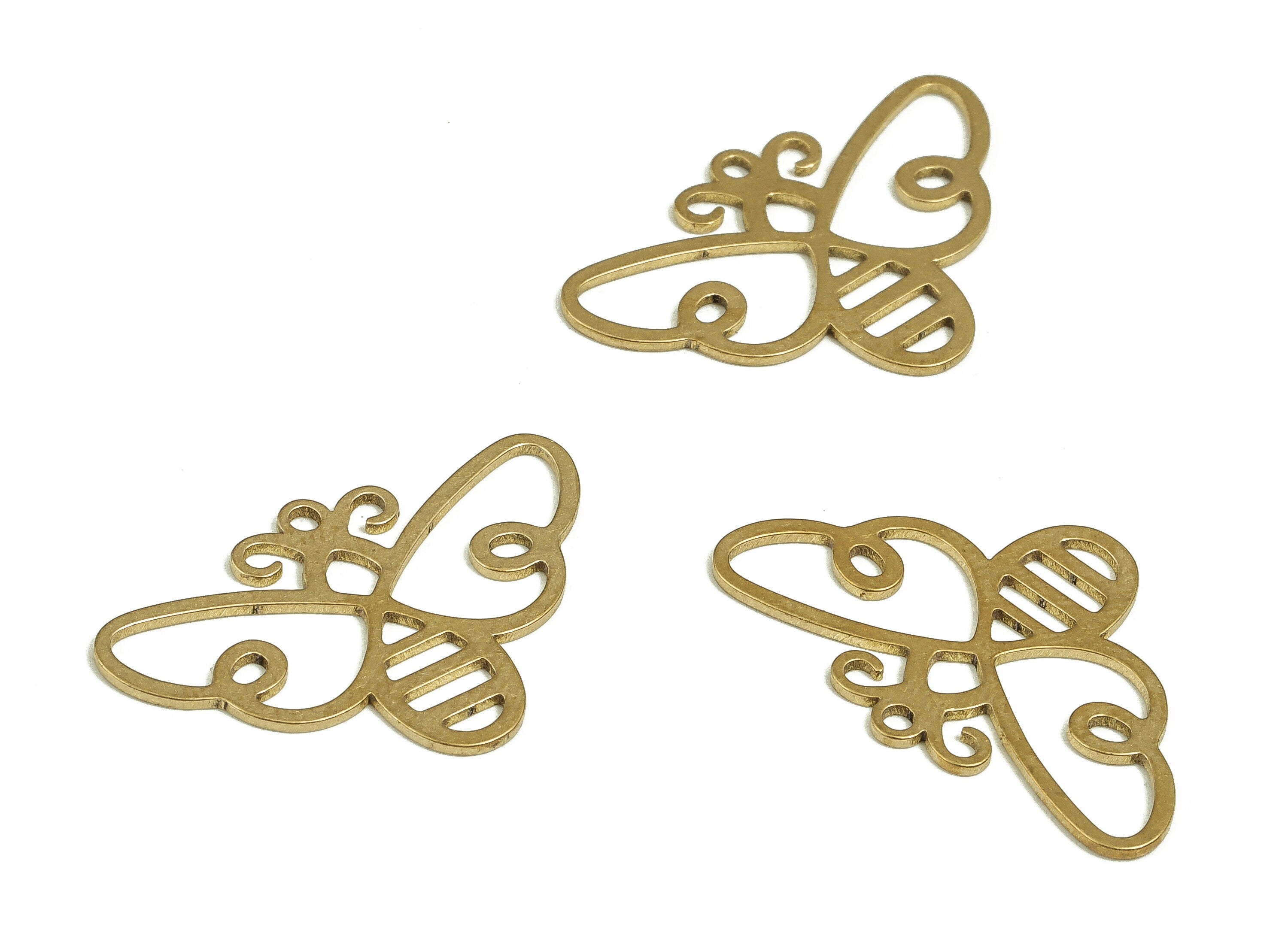 Brass Butterfly Earring Charms - Raw Brass Hollow Butterfly Pendant - Earring Findings - Jewelry Supplies - 24.85x19.02x0.68mm - PP4698 - DOMEDBAZAAR