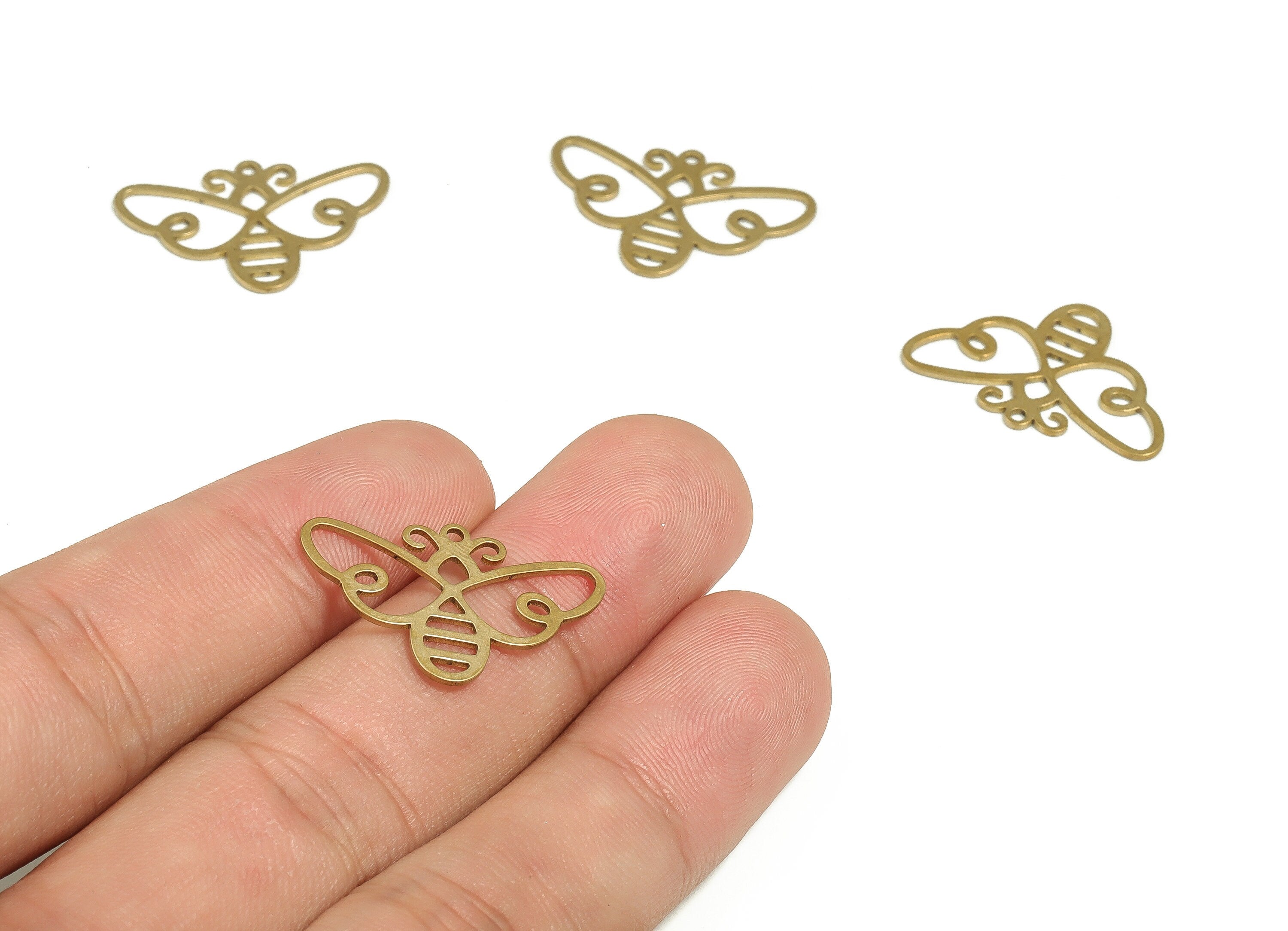 Brass Butterfly Earring Charms - Raw Brass Hollow Butterfly Pendant - Earring Findings - Jewelry Supplies - 24.85x19.02x0.68mm - PP4698 - DOMEDBAZAAR