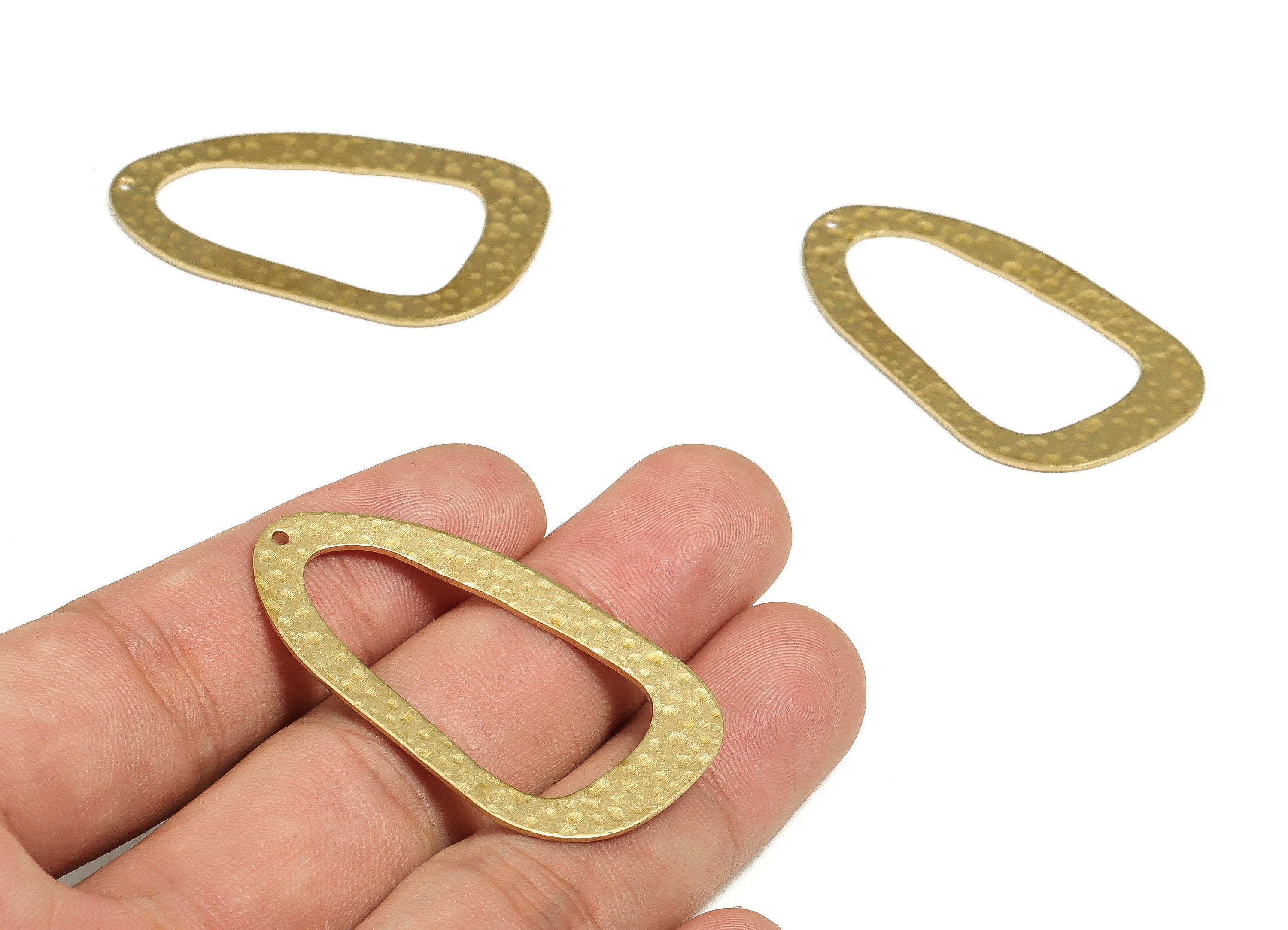 Brass Hammered Geometry Earring Charms - Roughcast Geometry Pendant - Earring Findings - Jewelry Making Supplies - 43.68x25.42x0.87mm-PP4702 - DOMEDBAZAAR