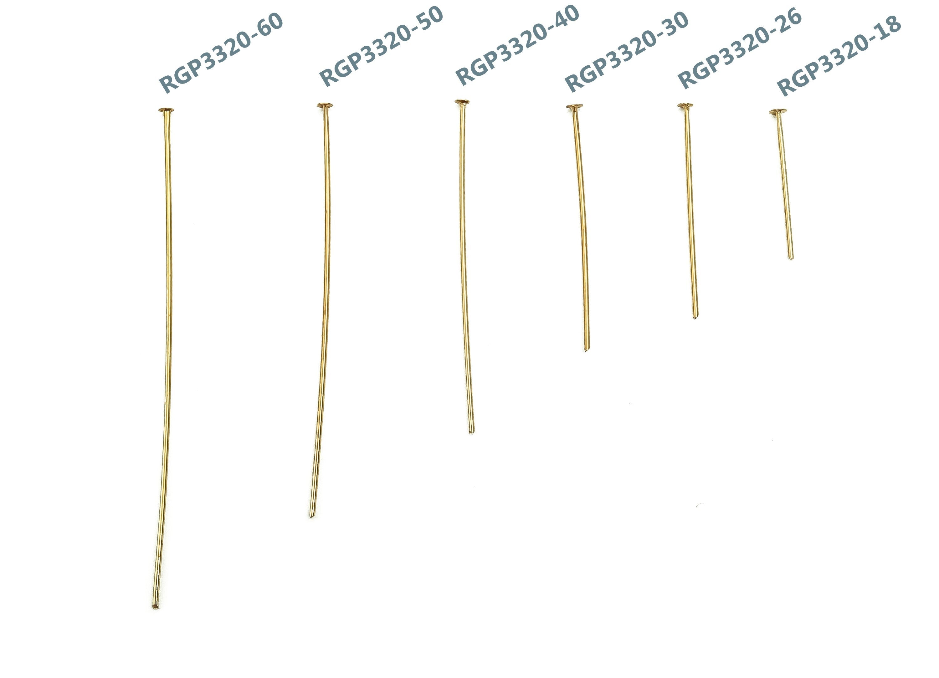 Brass Head Pin Findings - Gold Head Pin - DIY Gold Jewelry Pins - 18K Real Gold Plated Brass - Jewelry Supplies - 50.13x0.7mm - RGP3320-50 - DOMEDBAZAAR