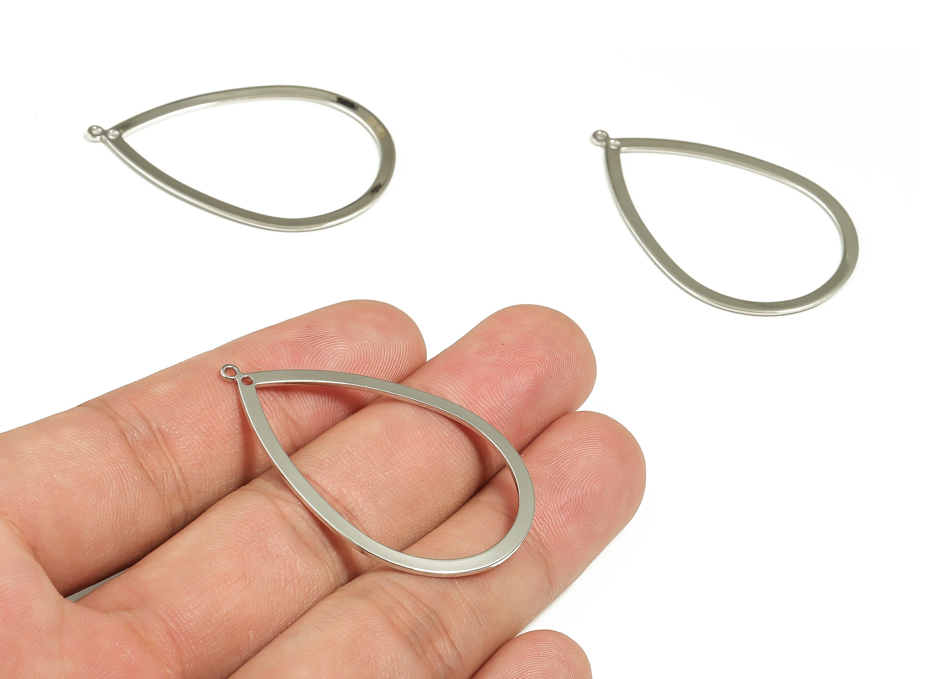 Brass Drop Connector - Brass Drop Earring Charms - Silver Tone Plated Brass - Jewelry Making Supplies - 43.05x27.71x0.83mm - PP2086S - DOMEDBAZAAR