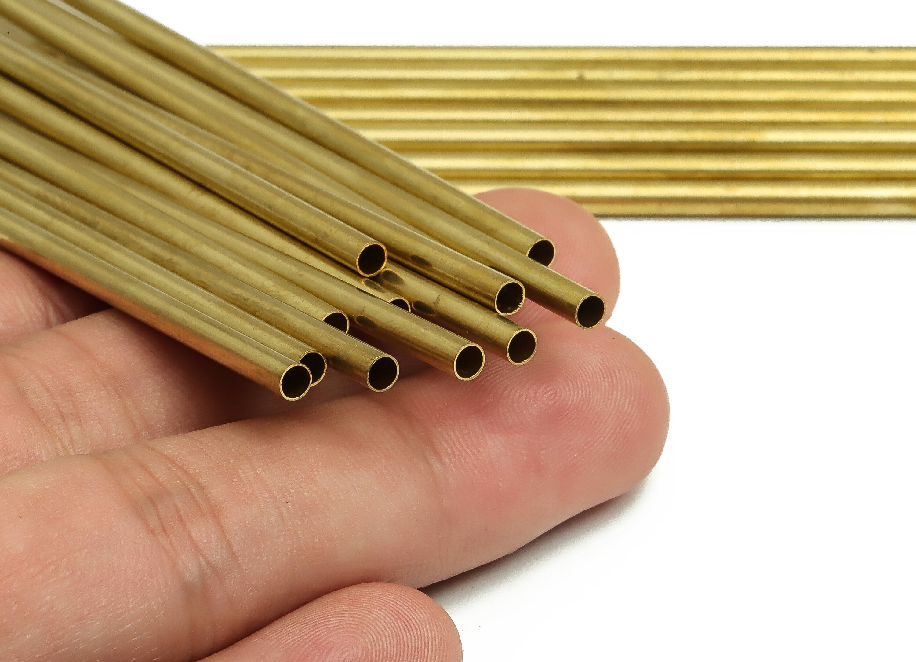 Round Brass Himmeli Tubes - Raw Brass Himmeli DIY Tube Beads - Circle Pipes for Geometric Shapes - For Air Plants -3x0.2x100mm- PP4570-100 - DOMEDBAZAAR