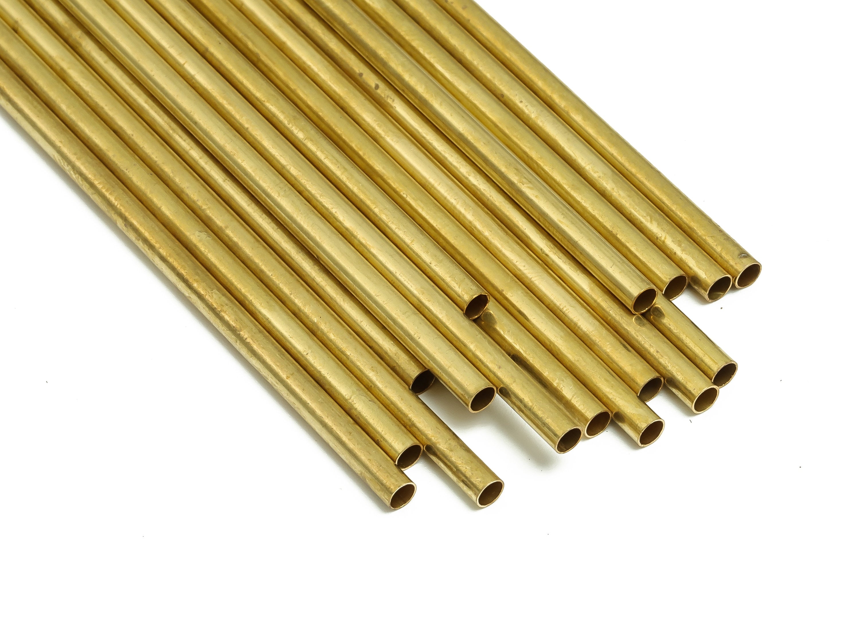 Round Brass Himmeli Tubes - Raw Brass Himmeli DIY Tube Beads - Circle Pipes for Geometric Shapes - For Air Plants -3x0.2x100mm- PP4570-100 - DOMEDBAZAAR