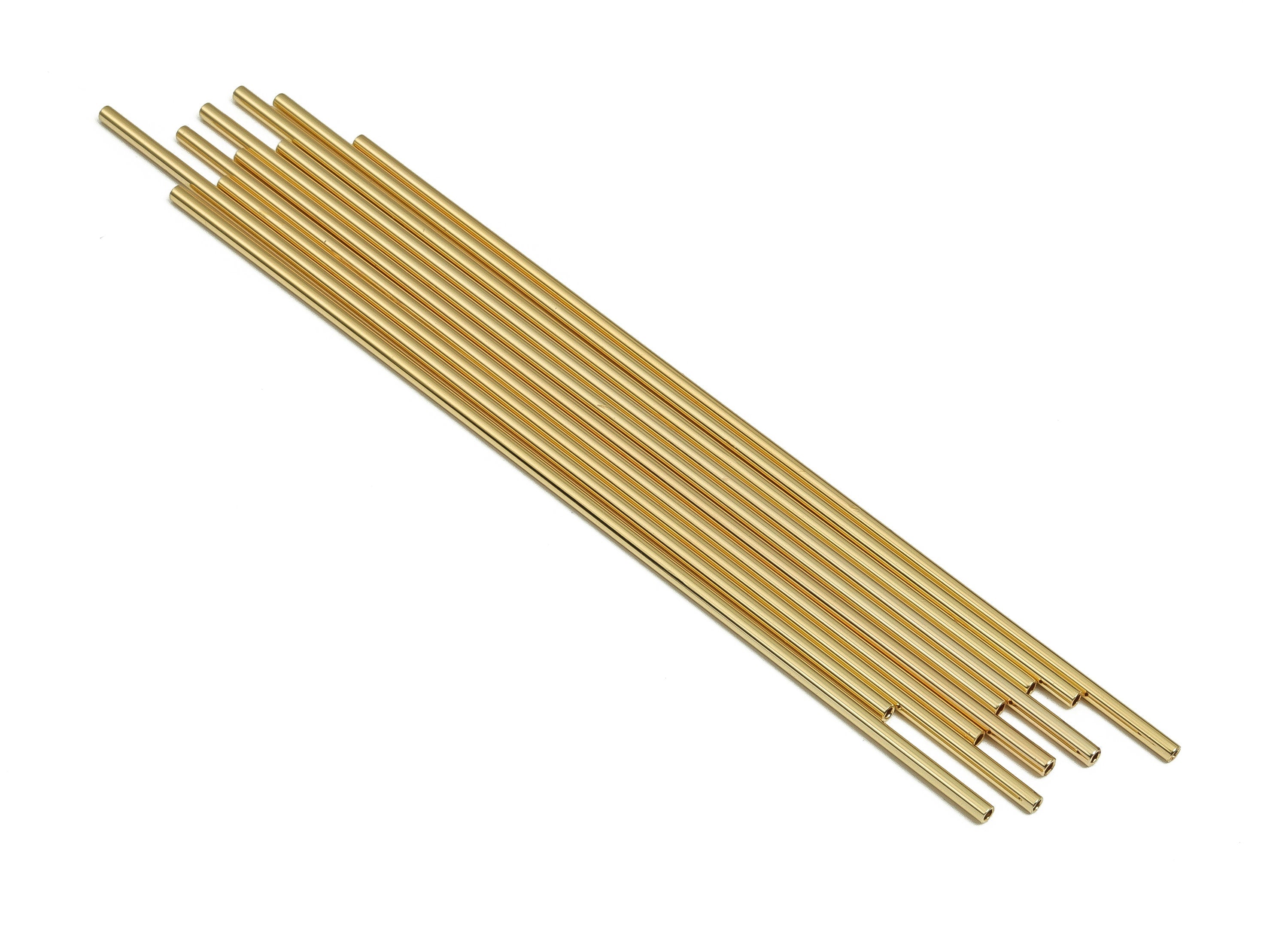 Brass Himmeli Tubes - Brass Himmeli DIY Tube Beads - Geometric Shapes - For Air Plants - 18k Real Gold Plated Brass -1.5x0.2x90mm-RGP4047-90 - DOMEDBAZAAR
