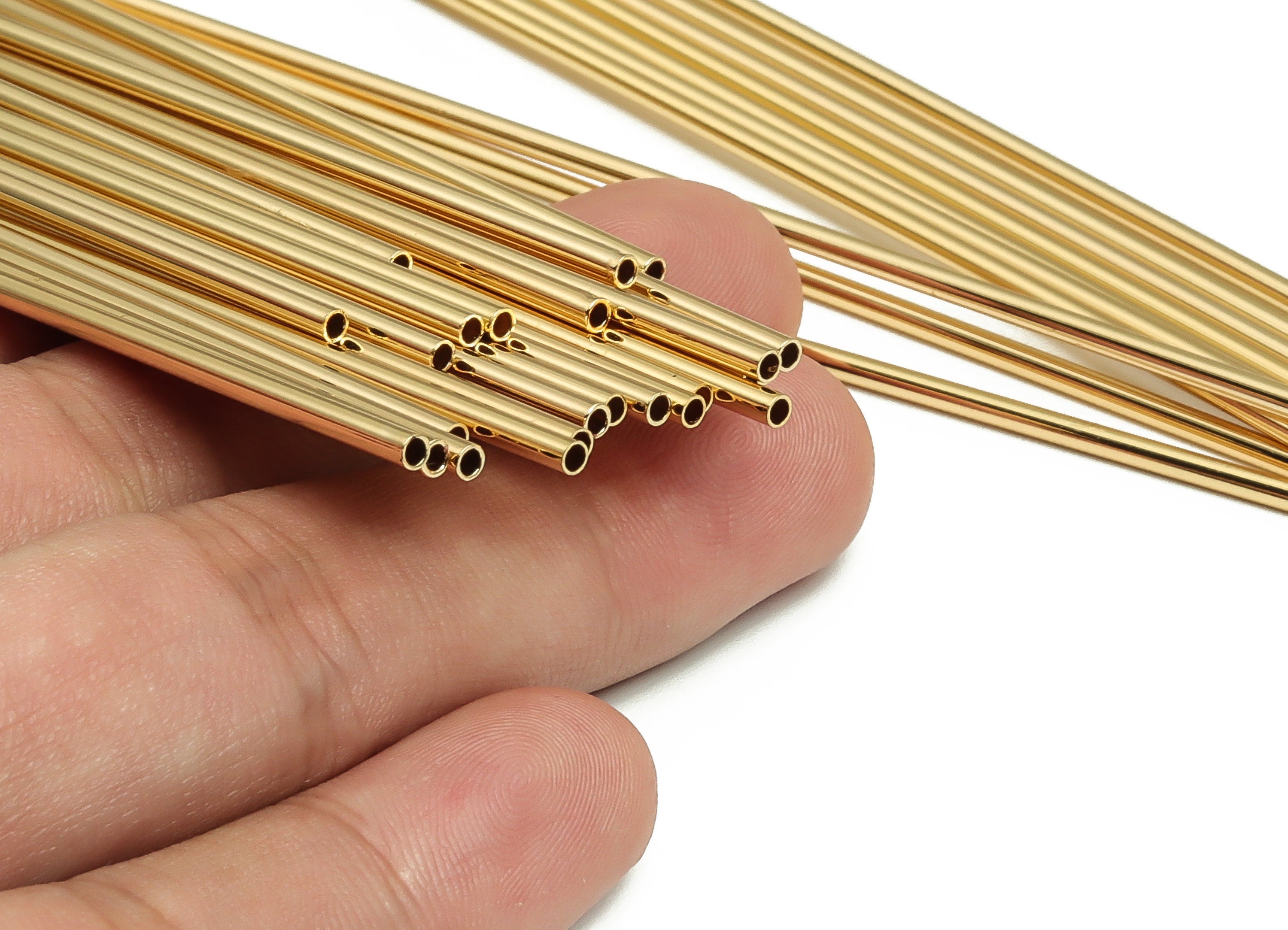 Brass Himmeli Tubes - Brass Himmeli DIY Tube Beads - Geometric Shapes - For Air Plants - 18k Real Gold Plated Brass -2x0.2x120mm-RGP4048-120 - DOMEDBAZAAR