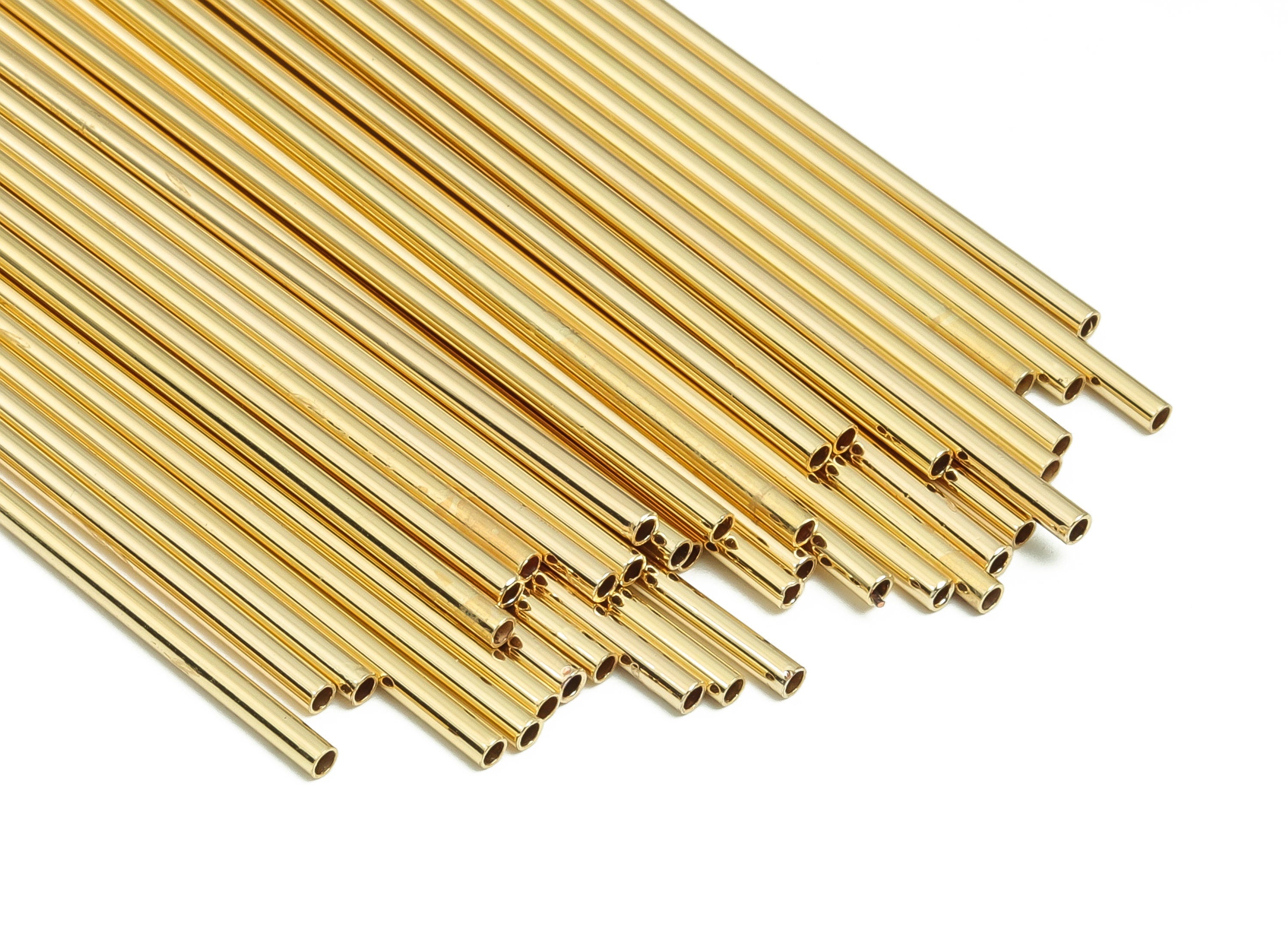 Brass Himmeli Tubes - Brass Himmeli DIY Tube Bead - Geometric Shapes - For Air Plants - 18k Real Gold Plated Brass -2x0.2x130mm-RGP4048-130 - DOMEDBAZAAR