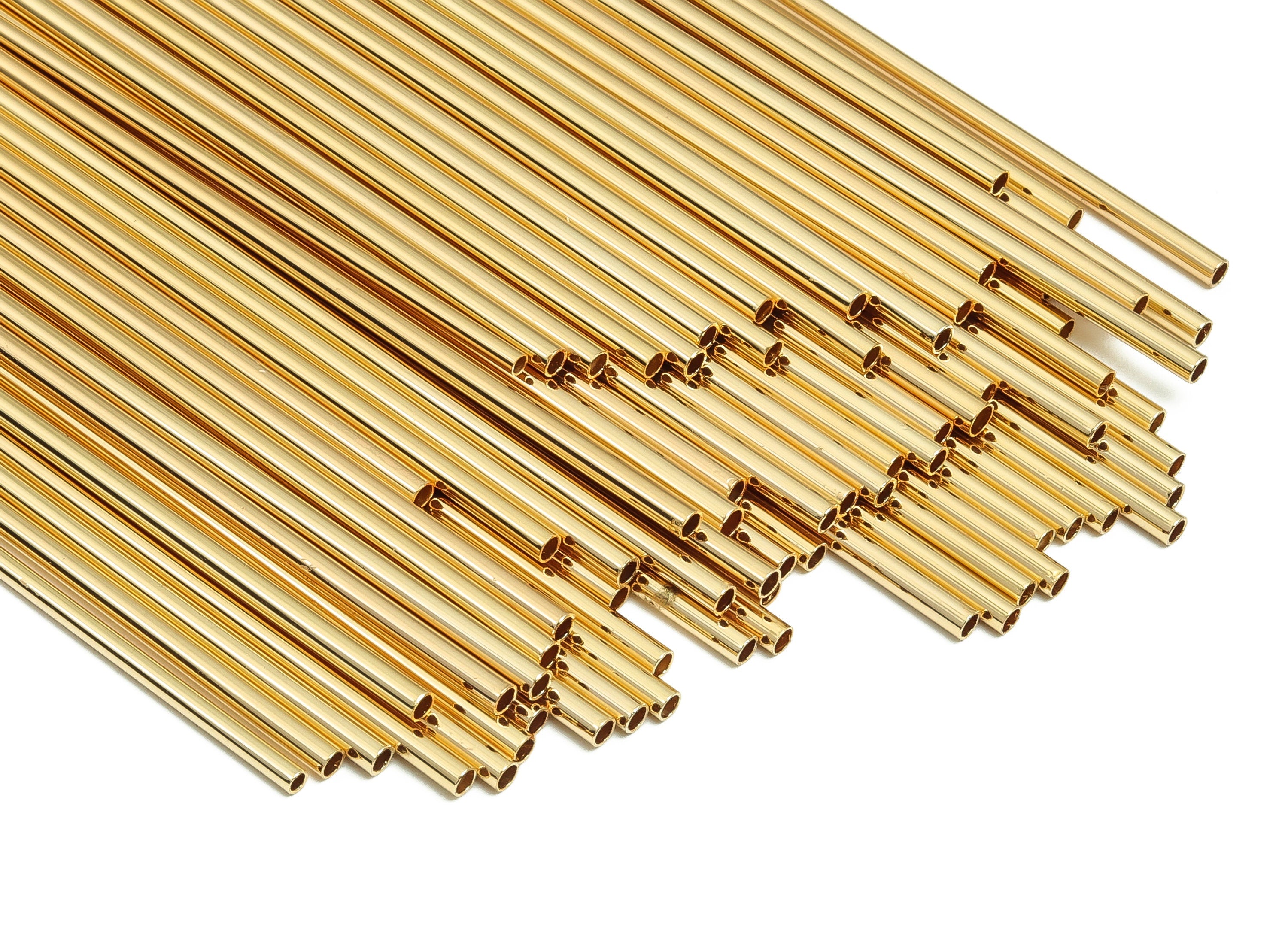 Brass Himmeli Tubes -Brass Himmeli DIY Tube Beads - Geometric Shapes - For Plants - 18k Real Gold Plated Brass -2.5x0.2x200mm- RGP4049-200 - DOMEDBAZAAR