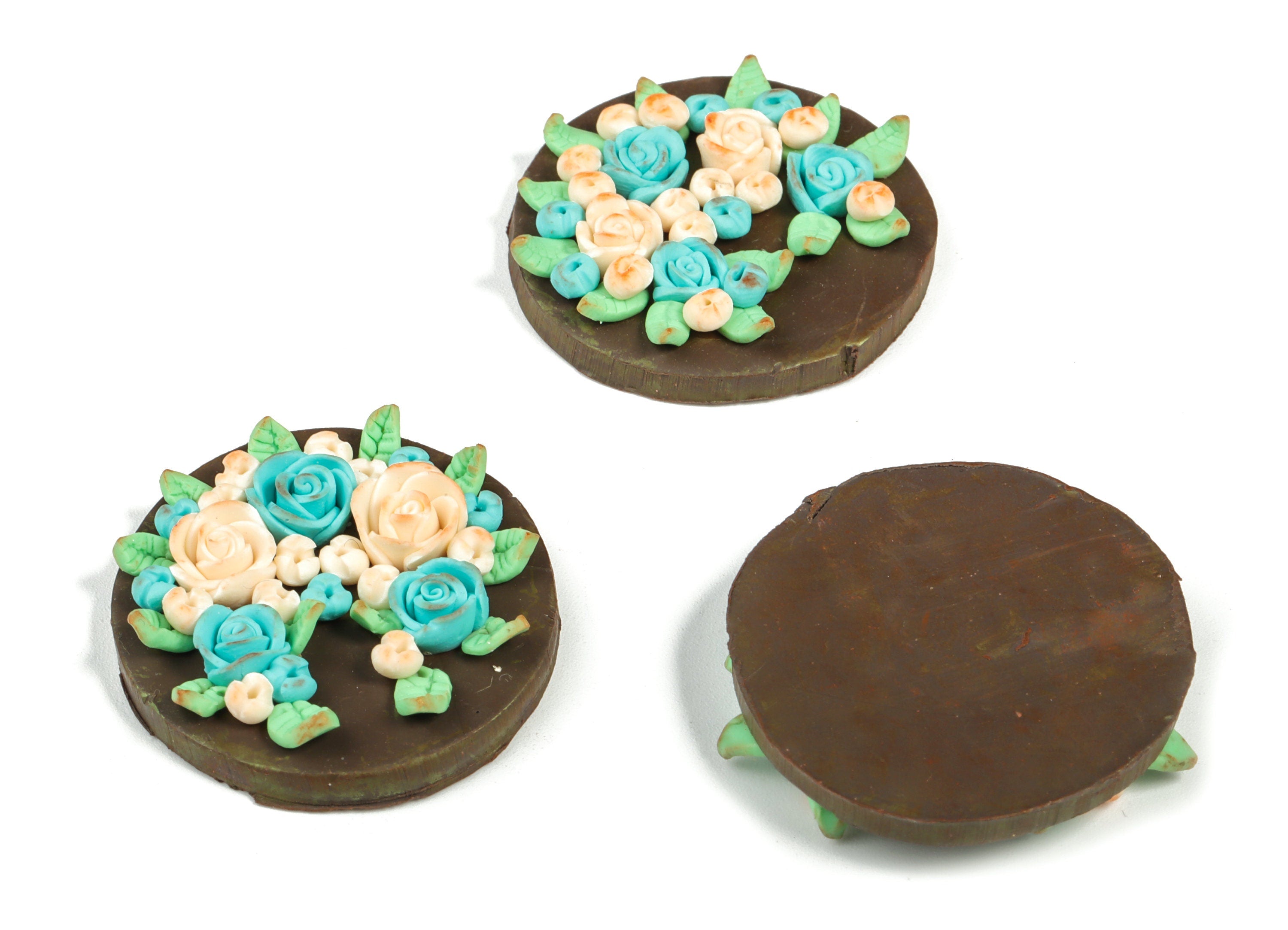 PolymerClay Round Flower Earring Charms - PolymerClay Circle Flower Pandant - Earring Finding - Jewelry Handmade - 35.15x33x8.6mm - PC2269C - DOMEDBAZAAR