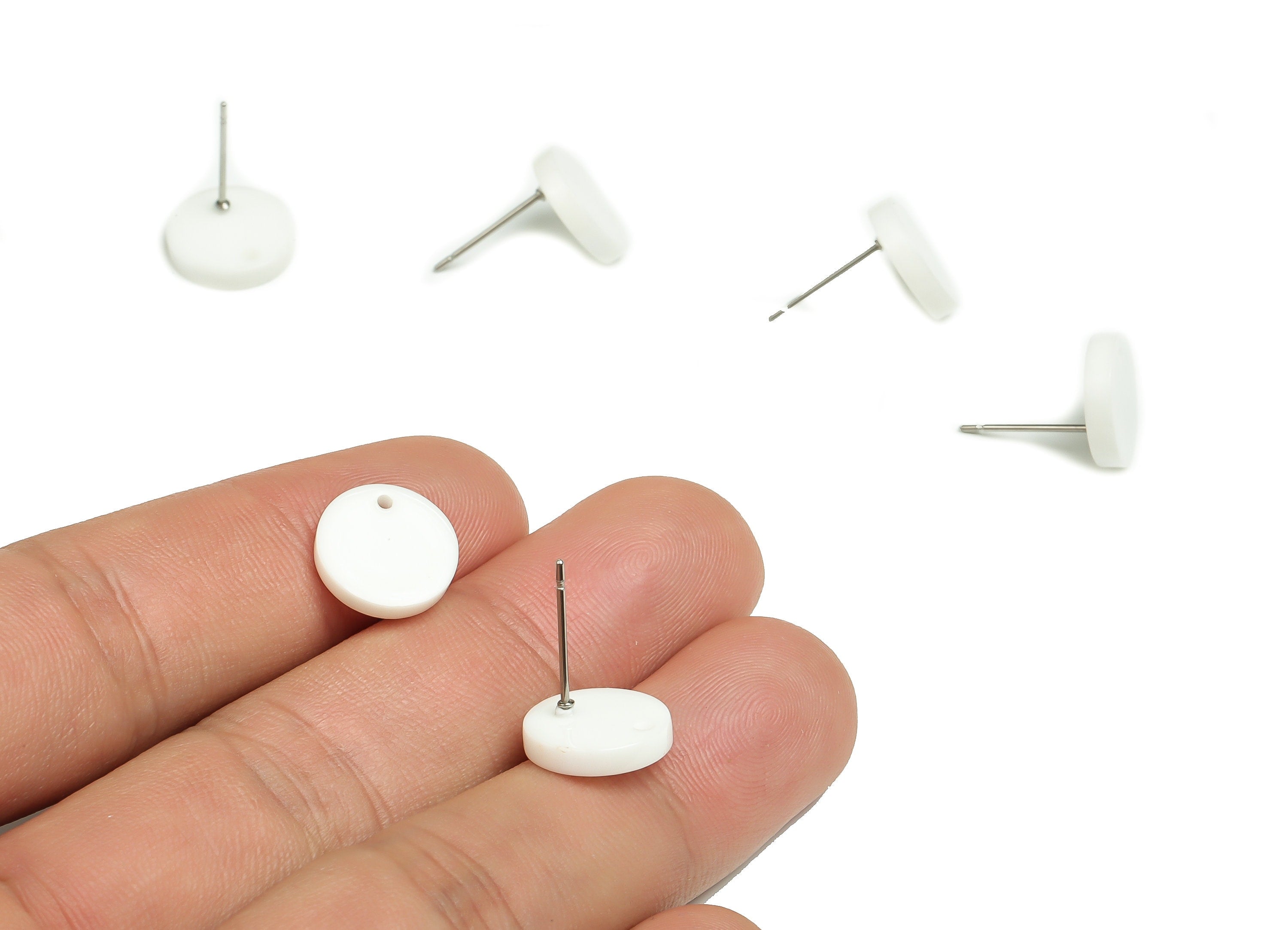 Acrylic Round Earring Stud - Acrylic Circle Earring Post - 316 Surgical Stainless Steel - Color Code: A134 - 11.75x11.73x2.3mm - AC1139-A134 - DOMEDBAZAAR