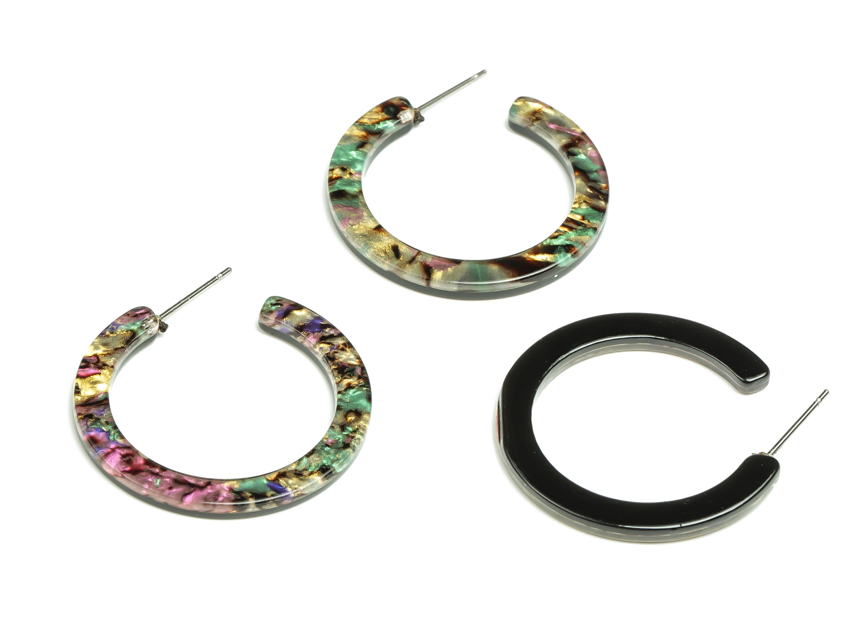 Open Hoop Earrings Stud - 1.2 inch Hoop Earring - Mix Round Earring Post - Color Code: A652 - 31.32x31.02x2.64mm - AC1829-A652 - DOMEDBAZAAR