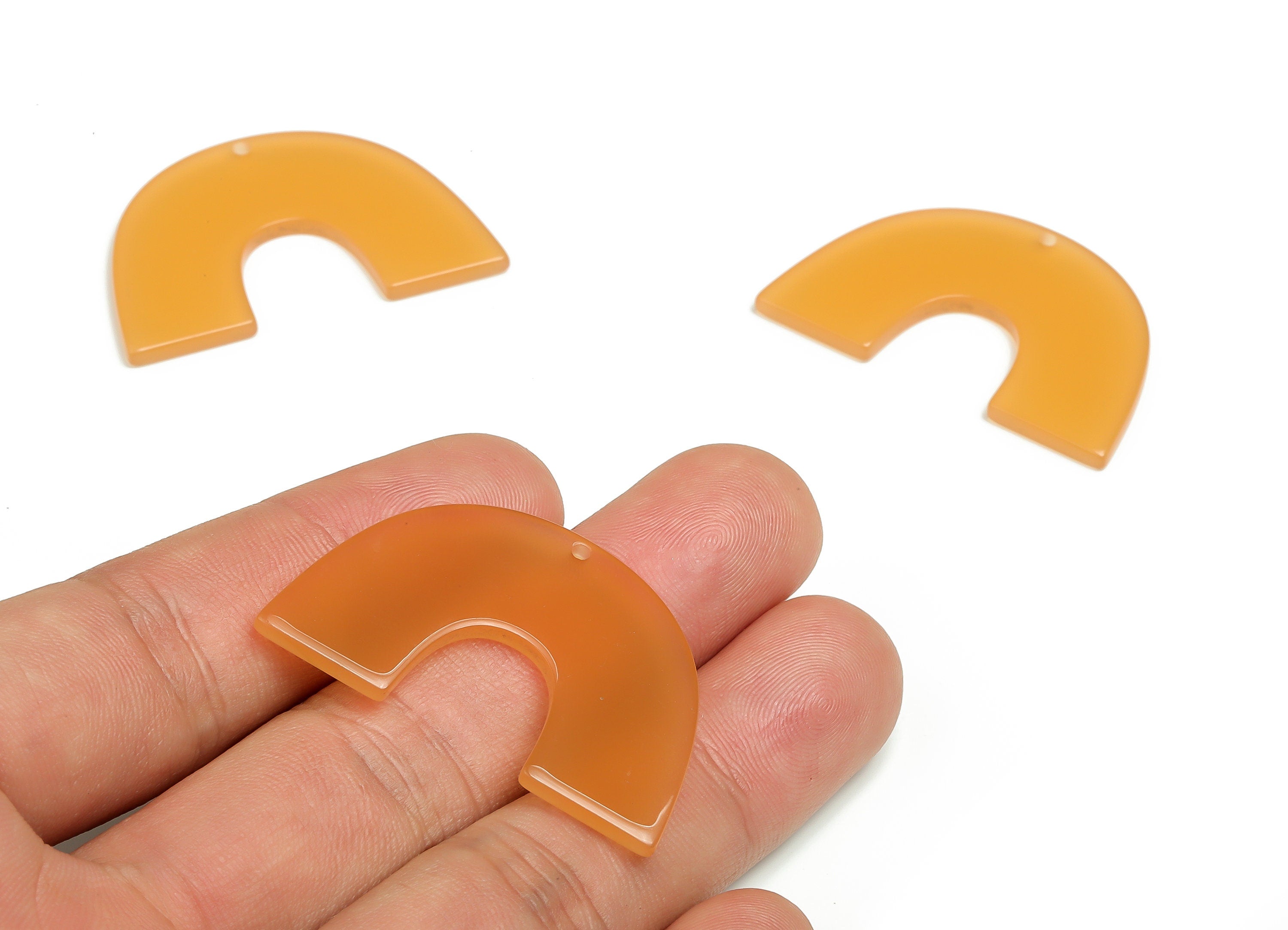 Acrylic Luminous Semicircle Earring Charms- Phosphoric Acrylic U Pendant- Jewelry Supplies-Color Code:A702 - 39.99x25.97x2.35mm- AC2018-A702 - DOMEDBAZAAR