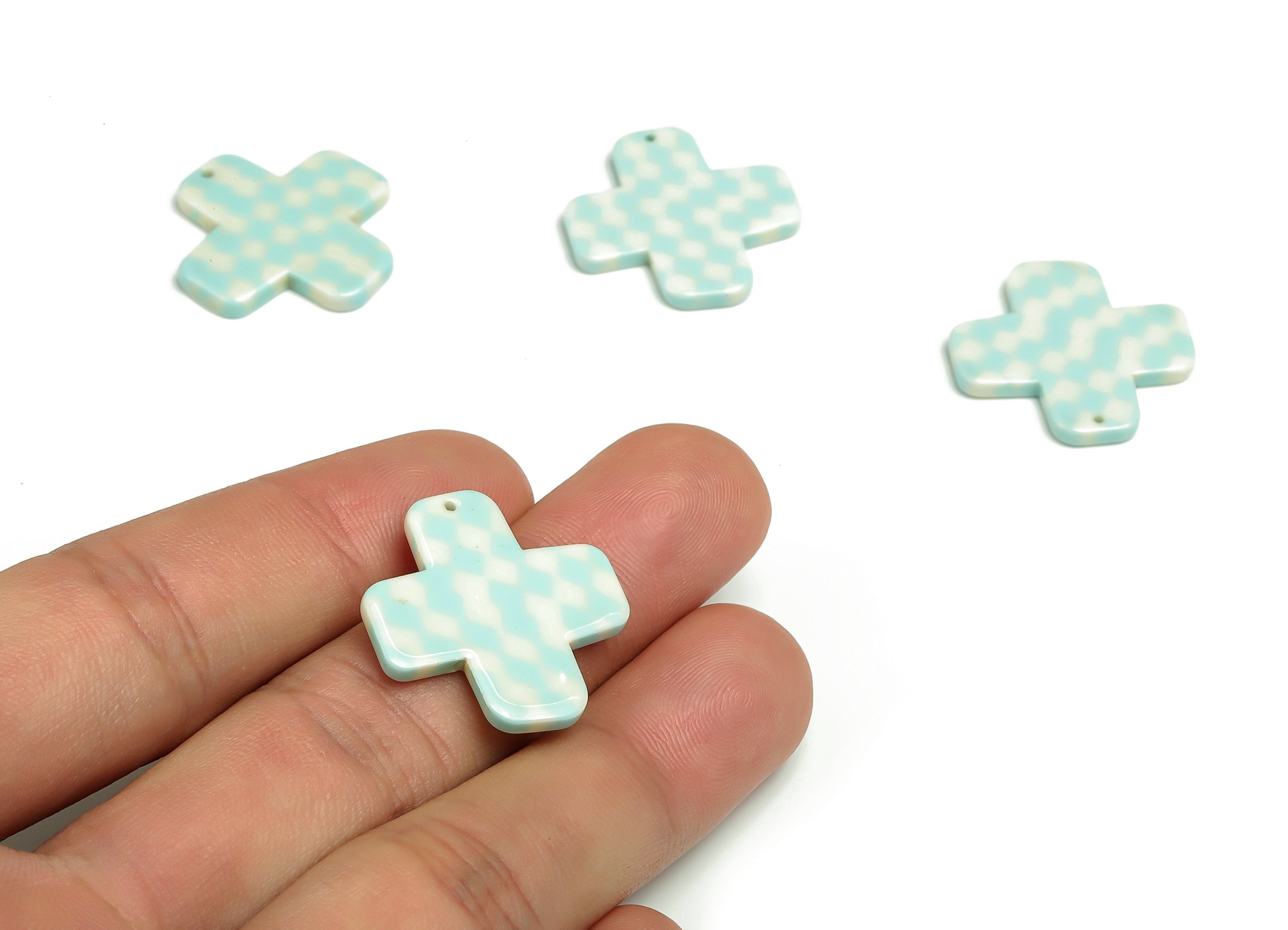 Acetate Cross Earring Charms - Acetate Cross Pendant - Jewelry Making Supplies - Color Code: A703 - 24.44x24.07x2.48mm - AC2332-A703 - DOMEDBAZAAR