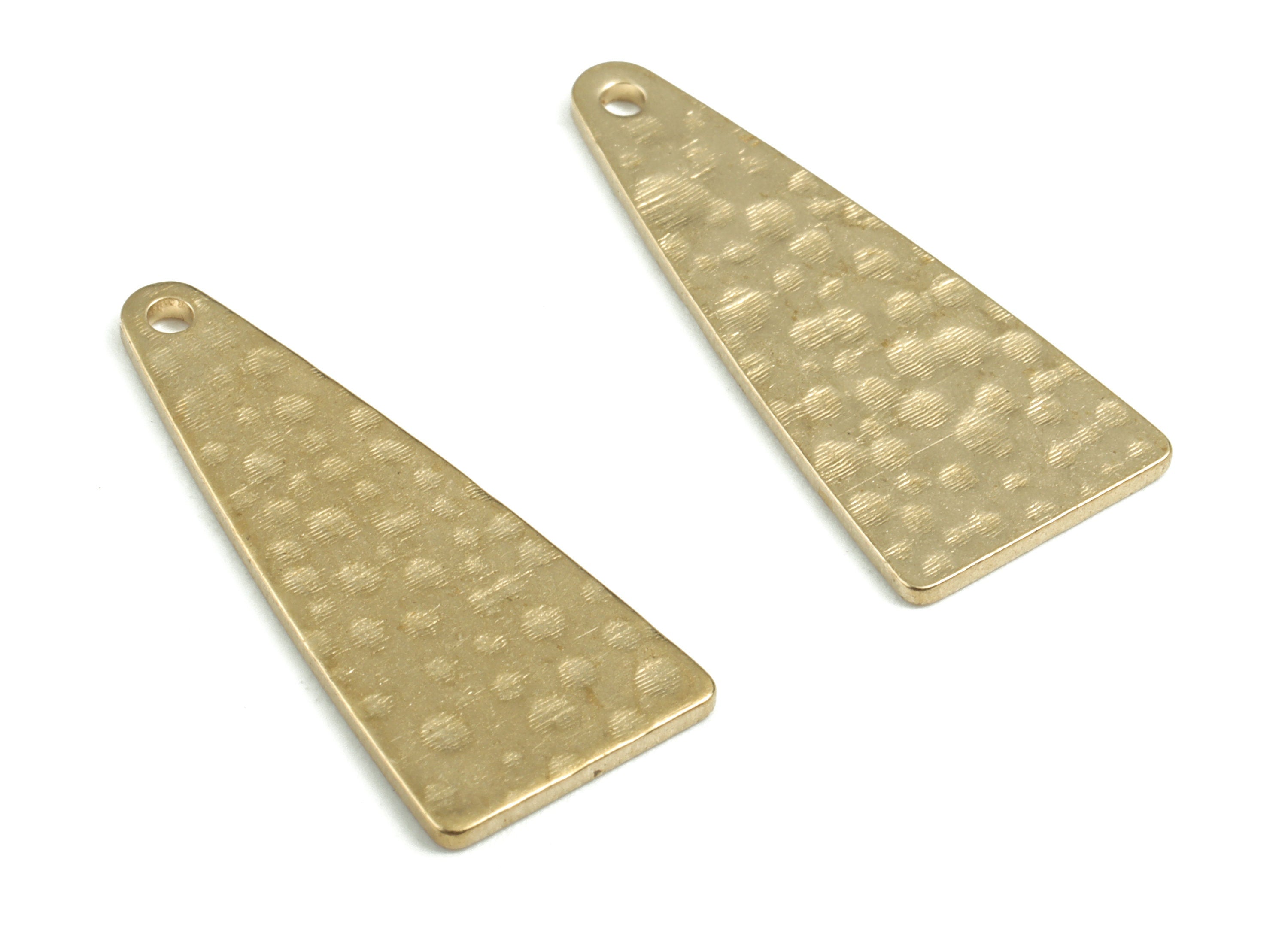 Brass Hammered Earring Charms - Raw Brass Triangle Pendant - Earring Findings - Jewelry Supplies - 24.96x10.89x0.65mm - PP3669 - DOMEDBAZAAR