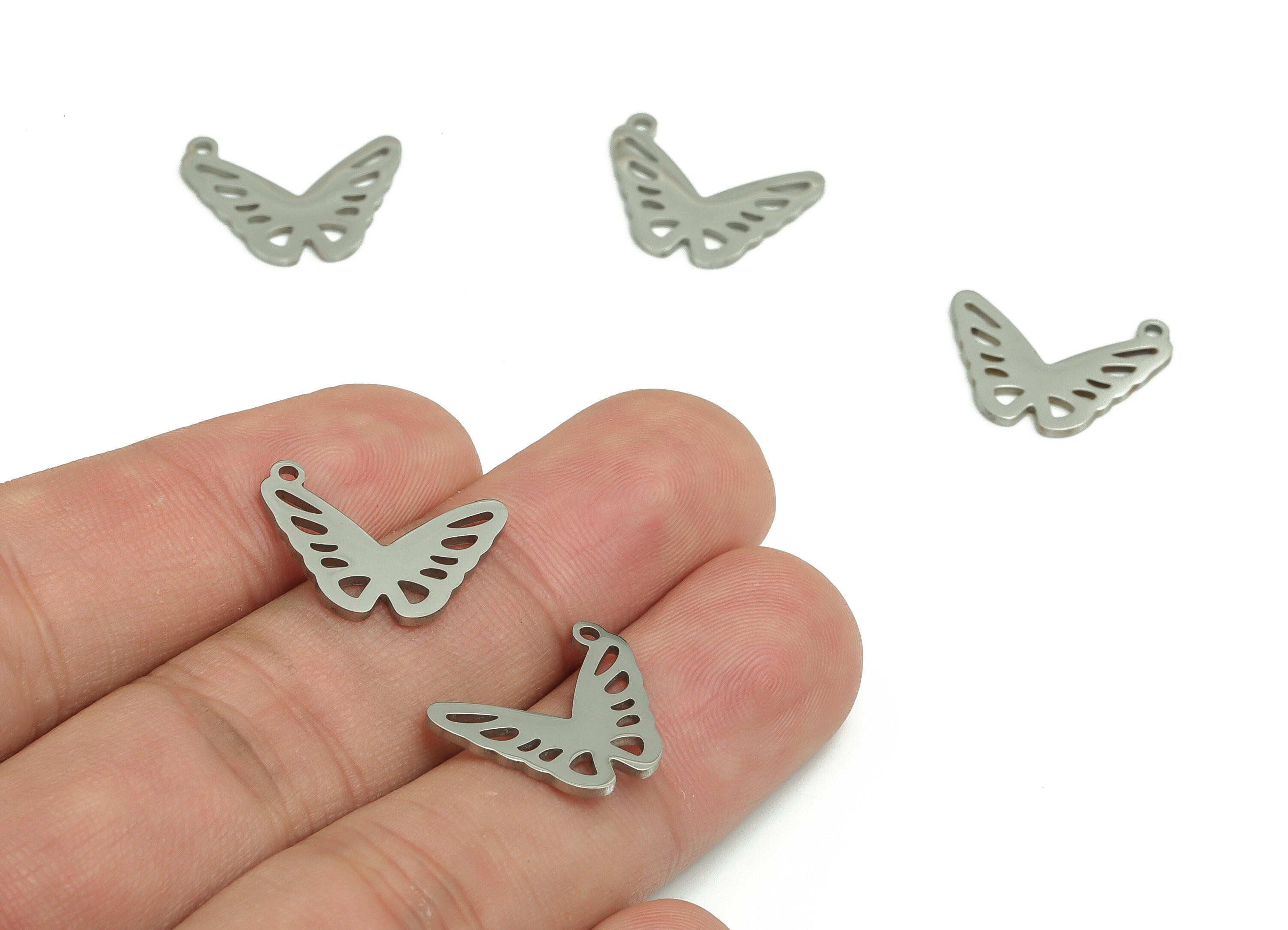 Stainless Steel Butterfly Earring Charms - Stainless Butterfly Pendant - Jewelry Making Supplies - 18.09x13.78x0.94mm - SS1283 - DOMEDBAZAAR