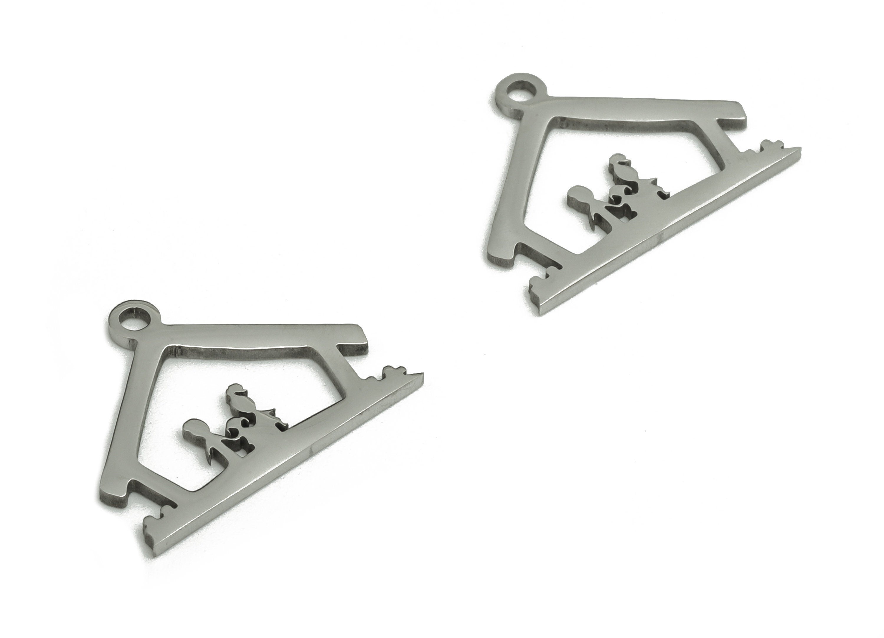 Stainless Steel House Earring Charms - Stainless Steel Family Pendant - Jewelry Making Supplies - 17.47x13.3x0.94mm - SS1307 - DOMEDBAZAAR