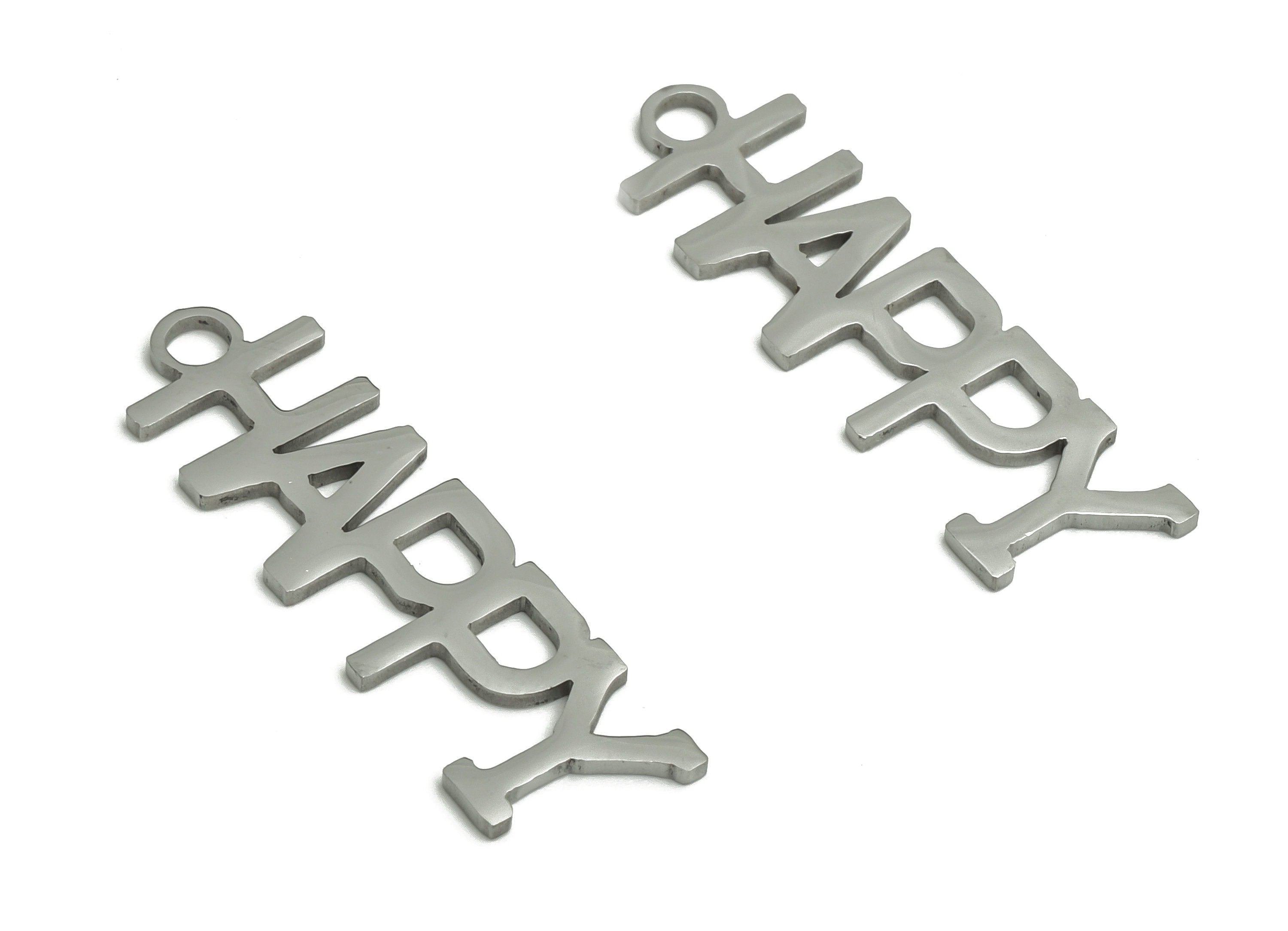 Customized Stainless Steel Charms - Personalized Stainless Steel Phrase Word Pendant - Custom Handwriting Keyring - 30.36x9.1x0.9mm - SS1247 - DOMEDBAZAAR