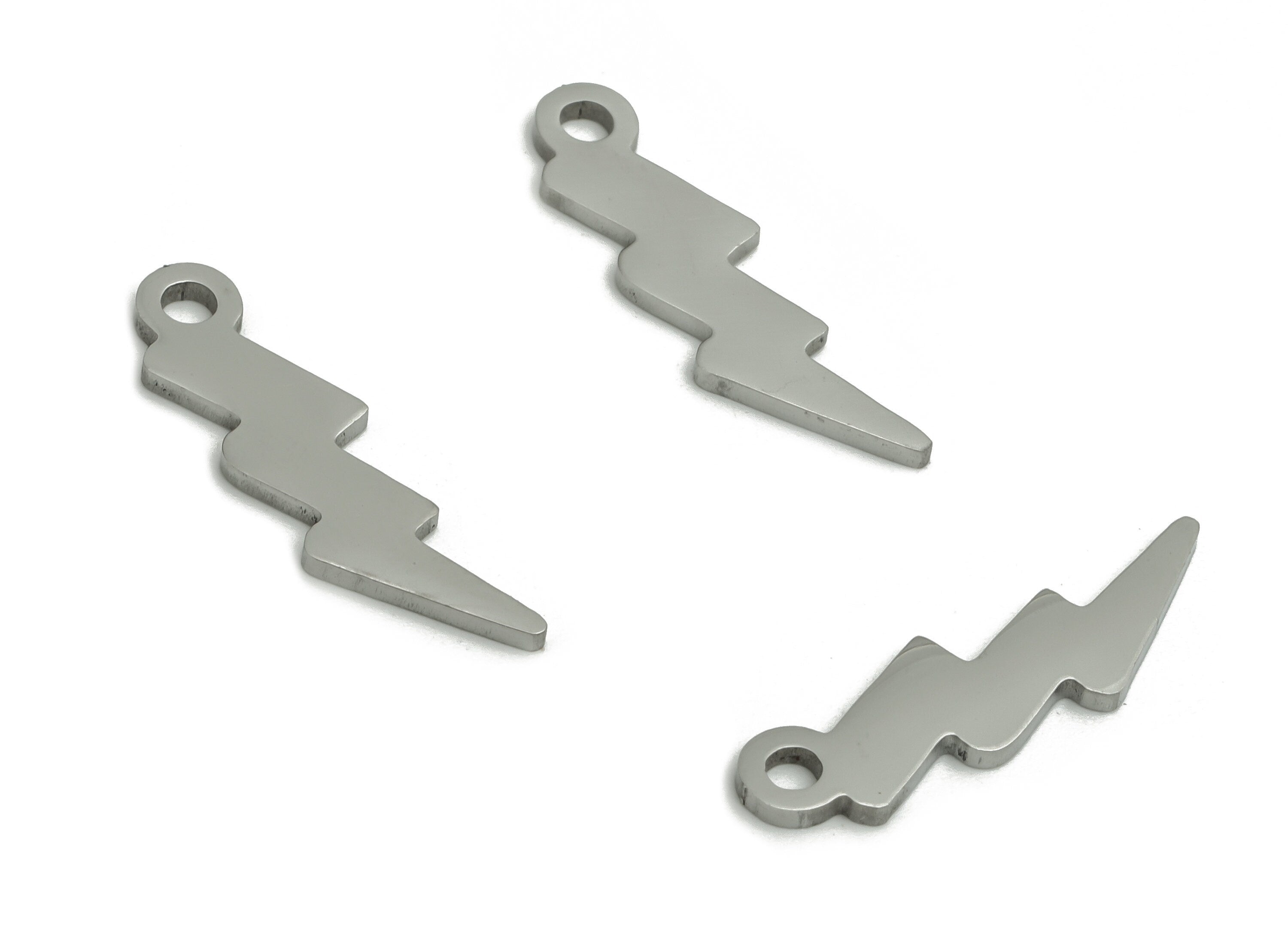 Stainless Steel Lightning Bolt Earring Charms - Stainless Steel Lightning Pendant - Jewelry Making Supplies - 19.4x5.2x0.9mm - SS1266 - DOMEDBAZAAR