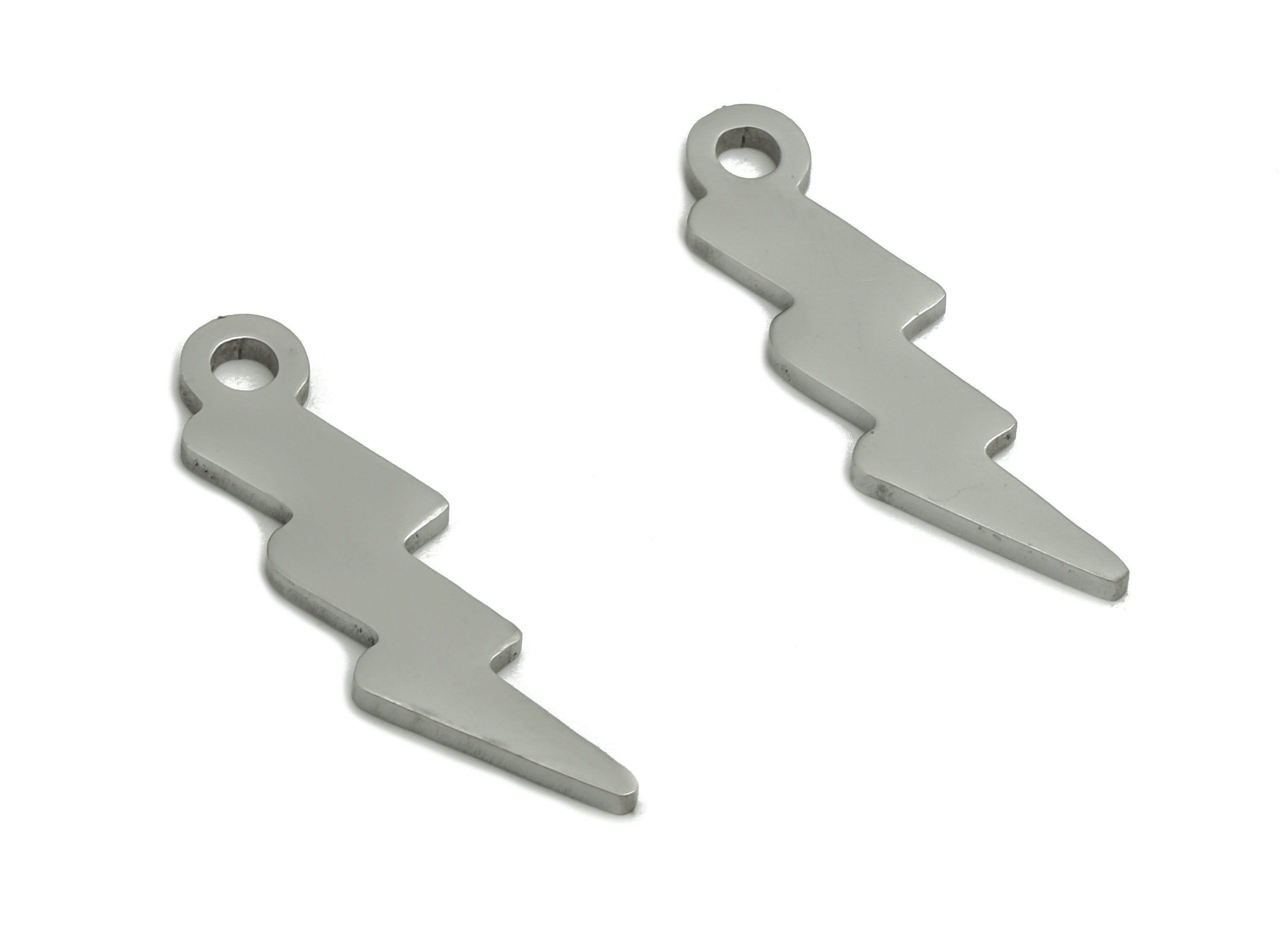 Stainless Steel Lightning Bolt Earring Charms - Stainless Steel Lightning Pendant - Jewelry Making Supplies - 19.4x5.2x0.9mm - SS1266 - DOMEDBAZAAR