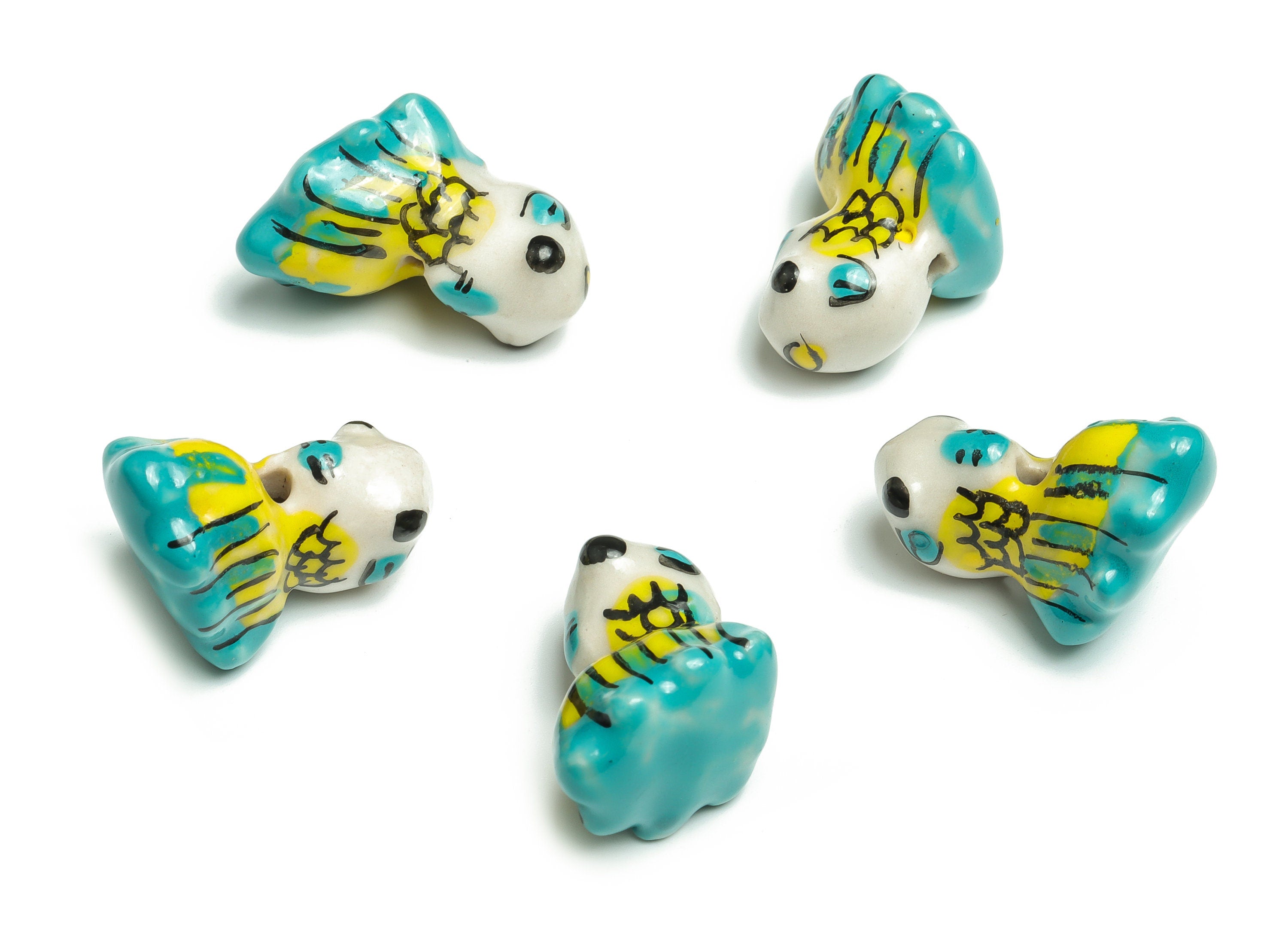 Glazed Ceramic Turtle Beads - Carved Turtle Beads - Handmade Beads - Necklace Beads - Connectors Beads - 22.29x19.71x19.68mm - NS1440 - DOMEDBAZAAR