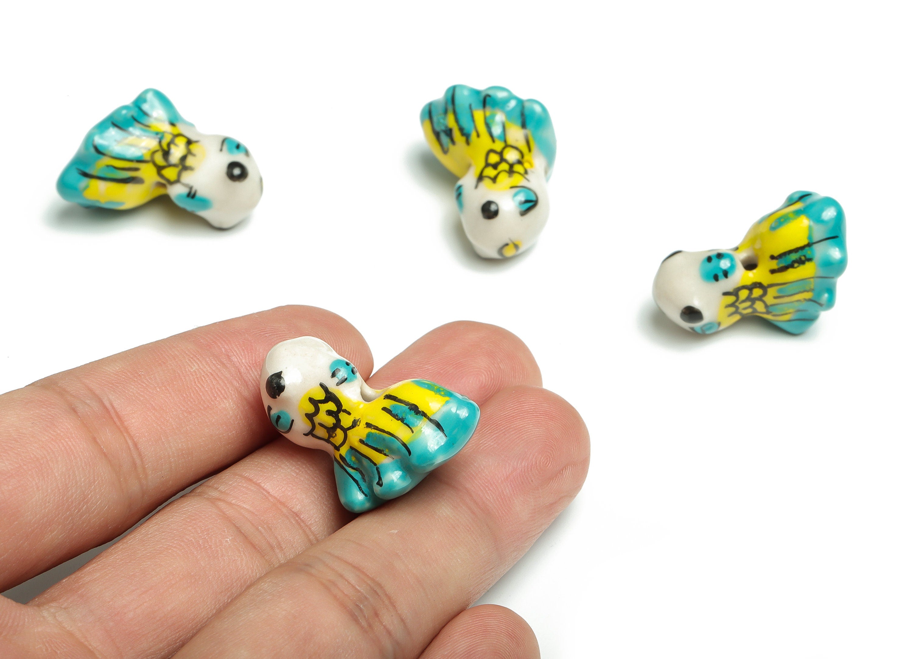 Glazed Ceramic Turtle Beads - Carved Turtle Beads - Handmade Beads - Necklace Beads - Connectors Beads - 22.29x19.71x19.68mm - NS1440 - DOMEDBAZAAR
