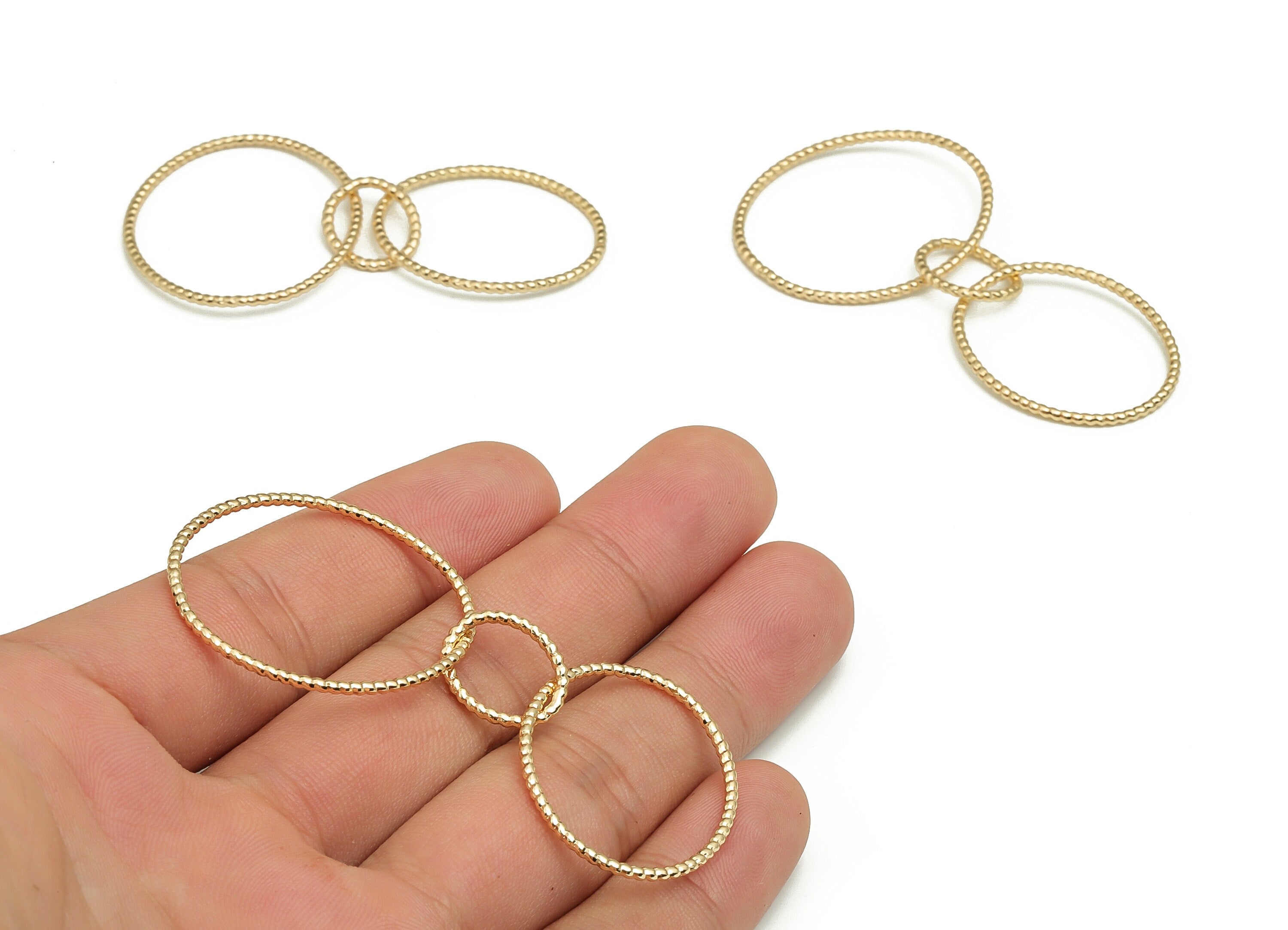 Gold Texture Oval Earring Hooks - Brass Oval Earring Wire - 18K Real Gold Plated Brass - Jewelry Supplies - 73.3x30.09x1.4mm - RGP4102 - DOMEDBAZAAR