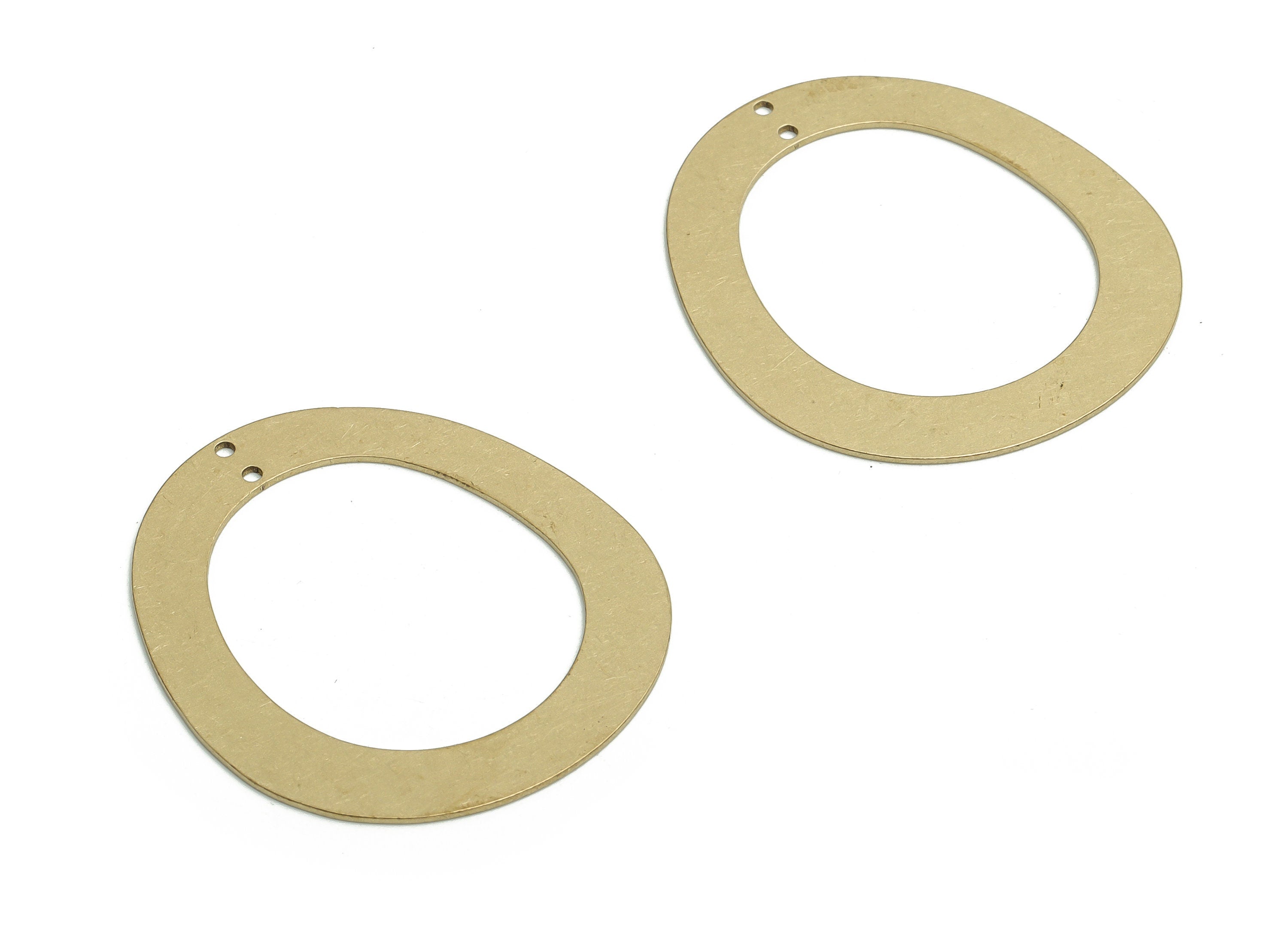 Brass Oval Earring Connector - Raw Brass Oval Charms and Pendant - DIY Jewelry Making Supplies - 34.92x30.11x0.64mm - PP4748 - DOMEDBAZAAR