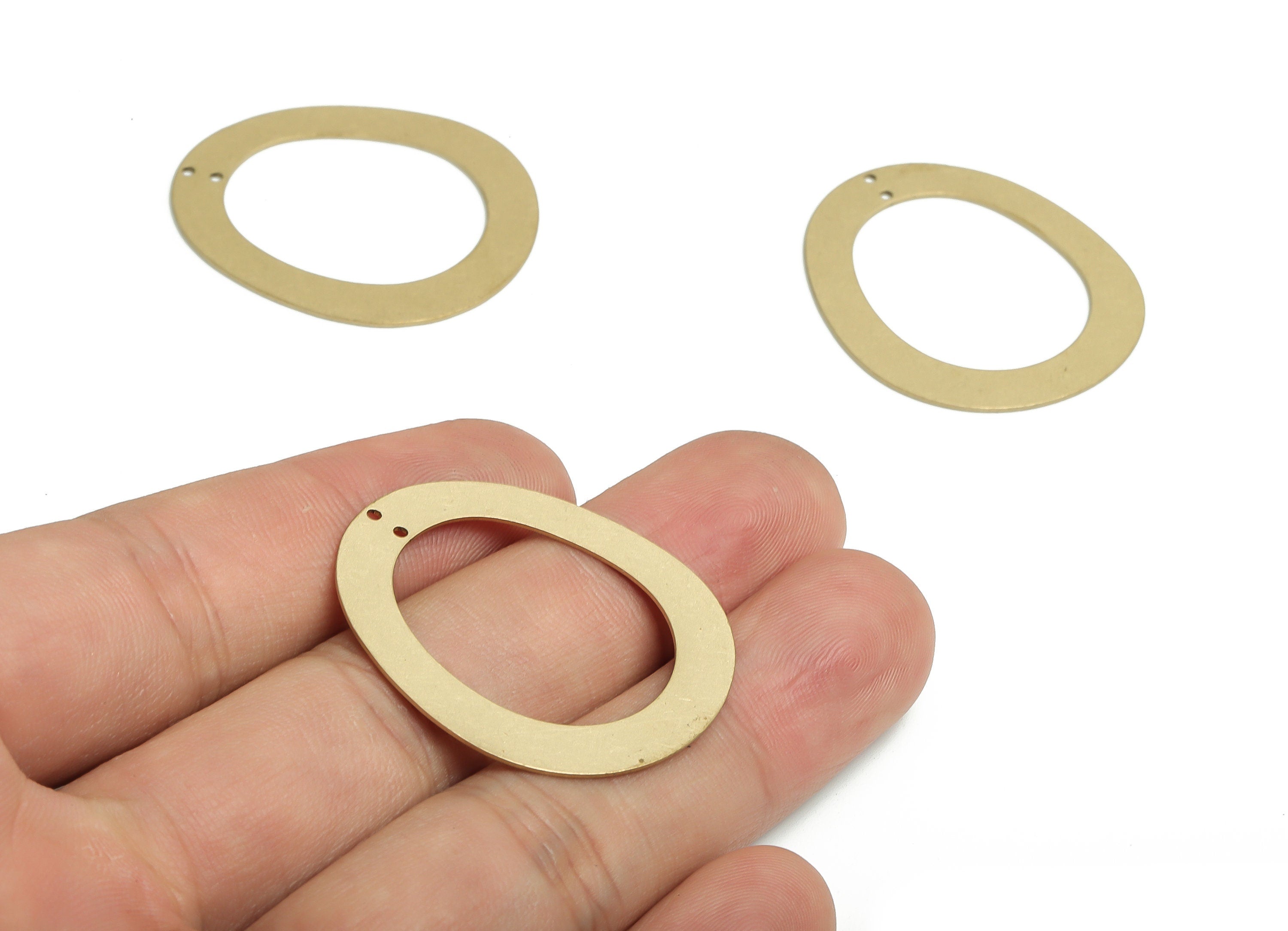 Brass Oval Earring Connector - Raw Brass Oval Charms and Pendant - DIY Jewelry Making Supplies - 34.92x30.11x0.64mm - PP4748 - DOMEDBAZAAR