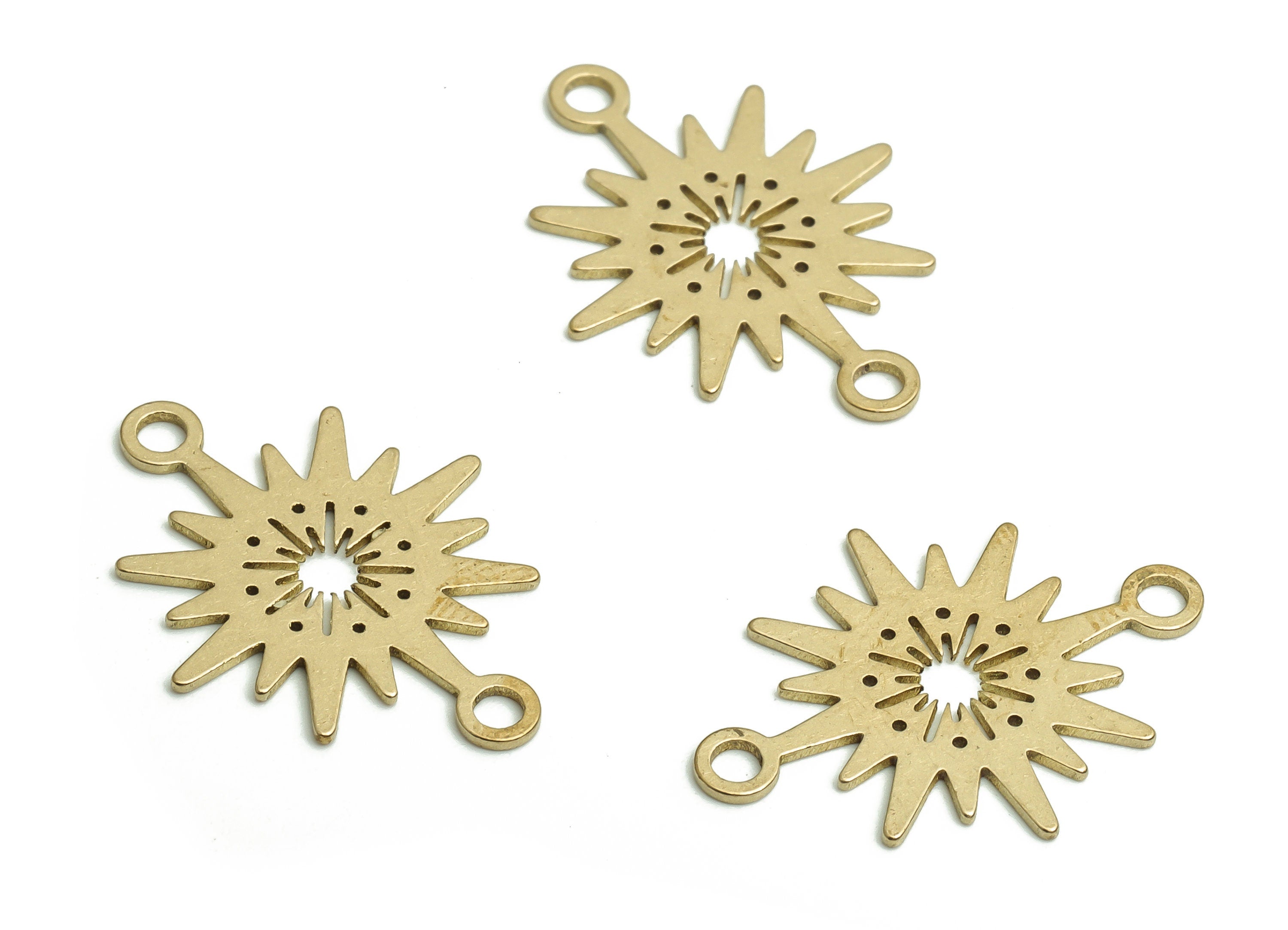 Brass Sun Earring Connector - Raw Brass Sun Charms and Pendant - DIY Jewelry Making Supplies - 20.01x14.94x0.61mm- PP4811 - DOMEDBAZAAR