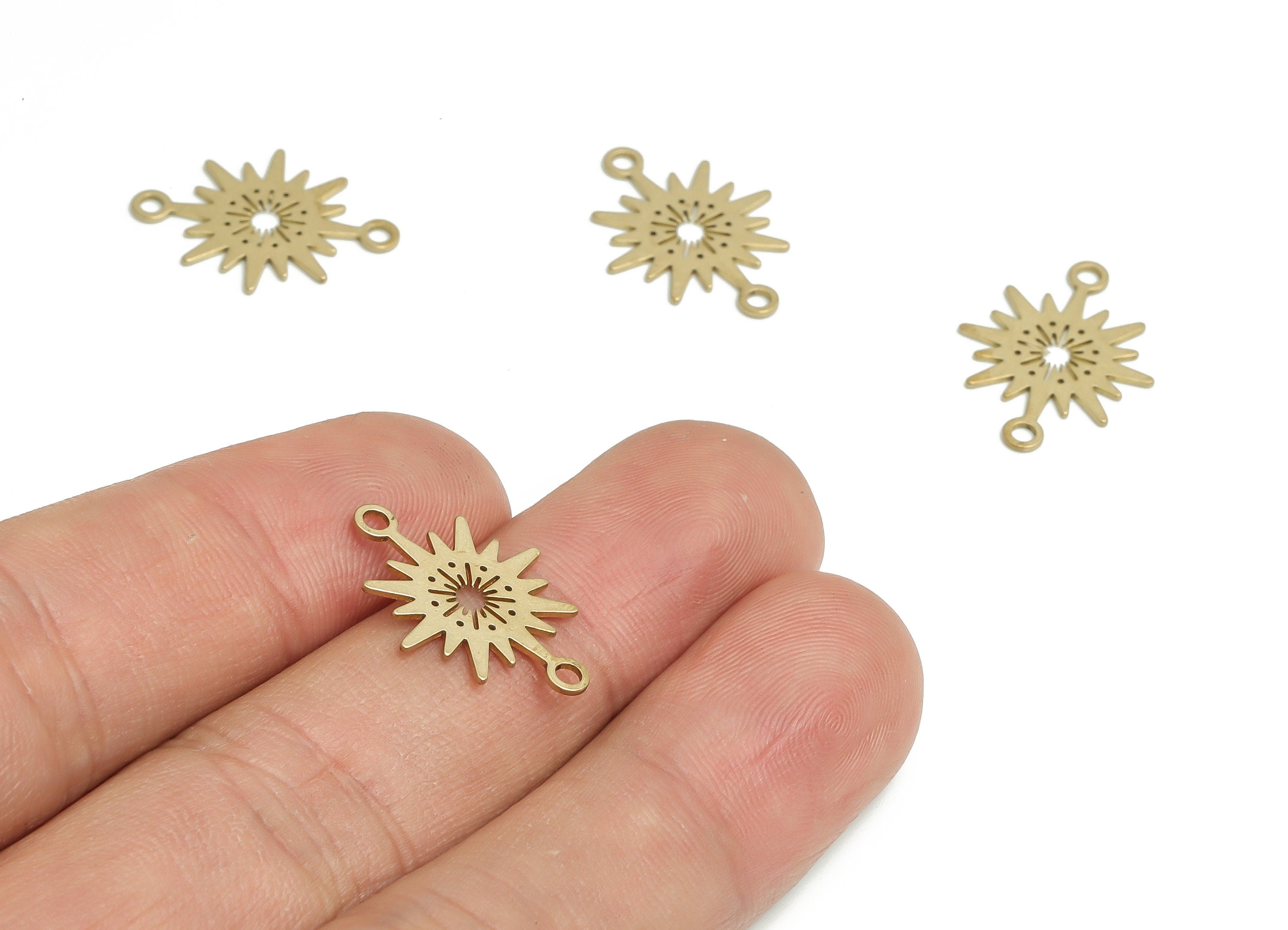 Brass Sun Earring Connector - Raw Brass Sun Charms and Pendant - DIY Jewelry Making Supplies - 20.01x14.94x0.61mm- PP4811 - DOMEDBAZAAR